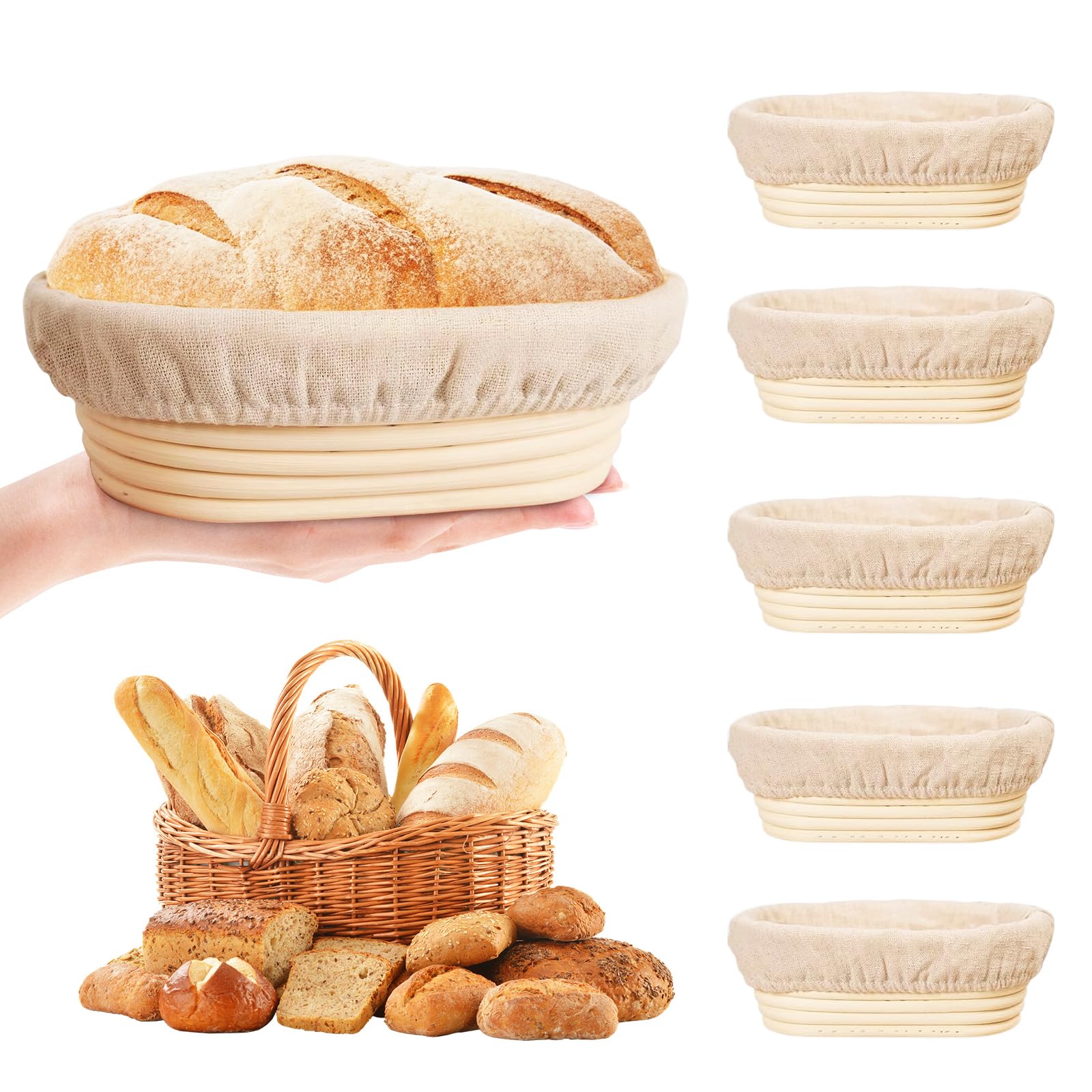 Cestino Lievitazione Pane 6 pcs, Ovale 6 pollici