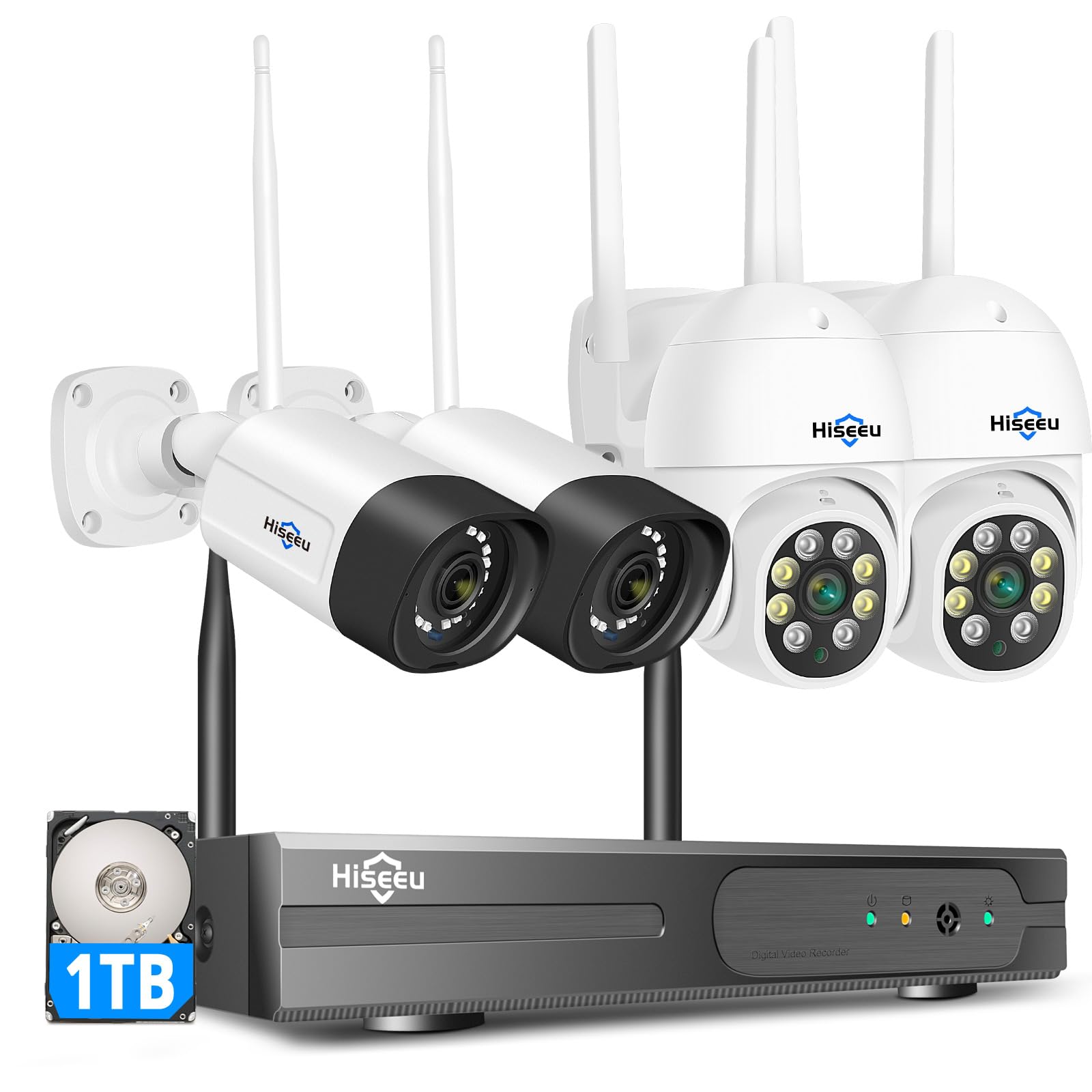 Hiseeu 5MP Kit Videosorveglianza WiFi PTZ con NVR 1TB