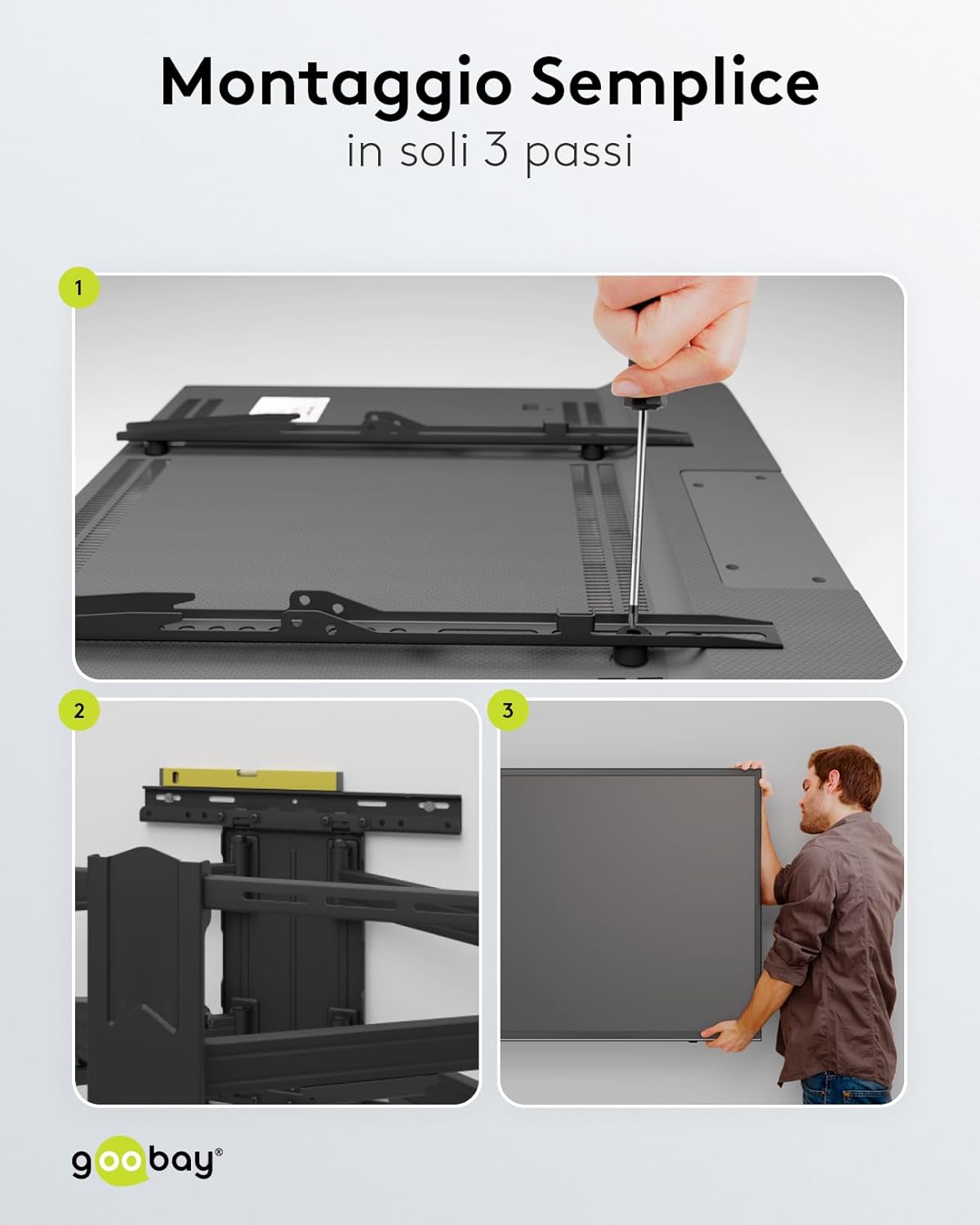 Goobay 49932 - Supporto TV da Parete Pro FULLMOTION (L), Nero - immagine 7