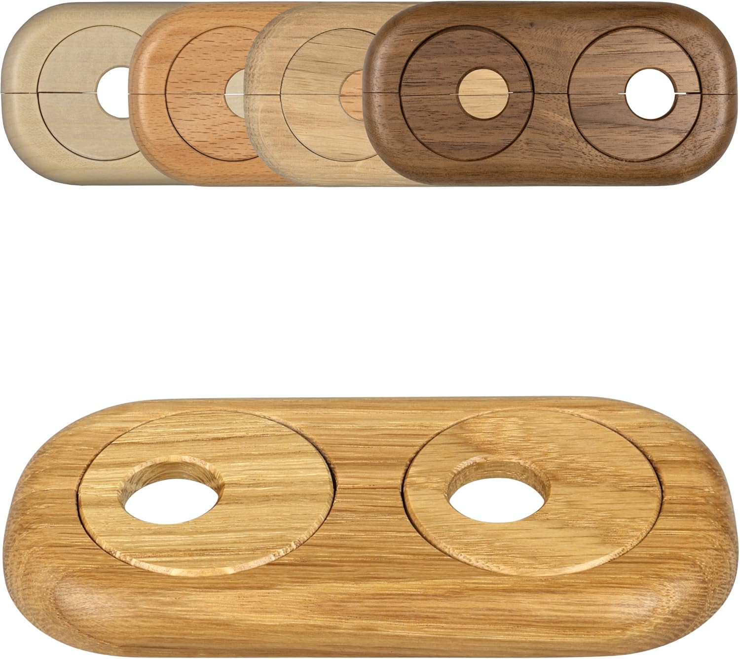 3 Rosette Doppie per Tubi Riscaldamento, Rovere 15mm - immagine 1