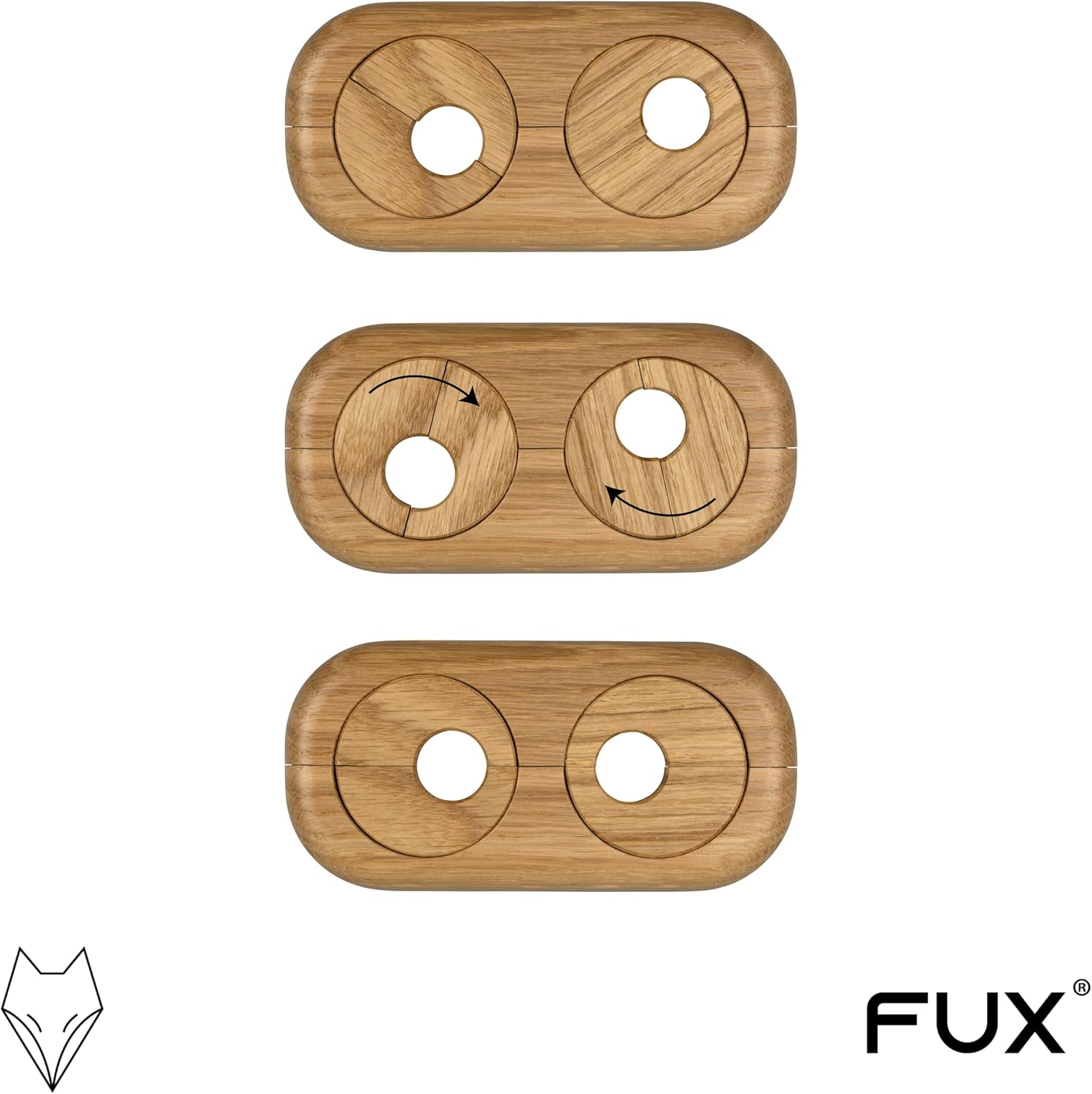 3 Rosette Doppie per Tubi Riscaldamento, Rovere 15mm - immagine 4