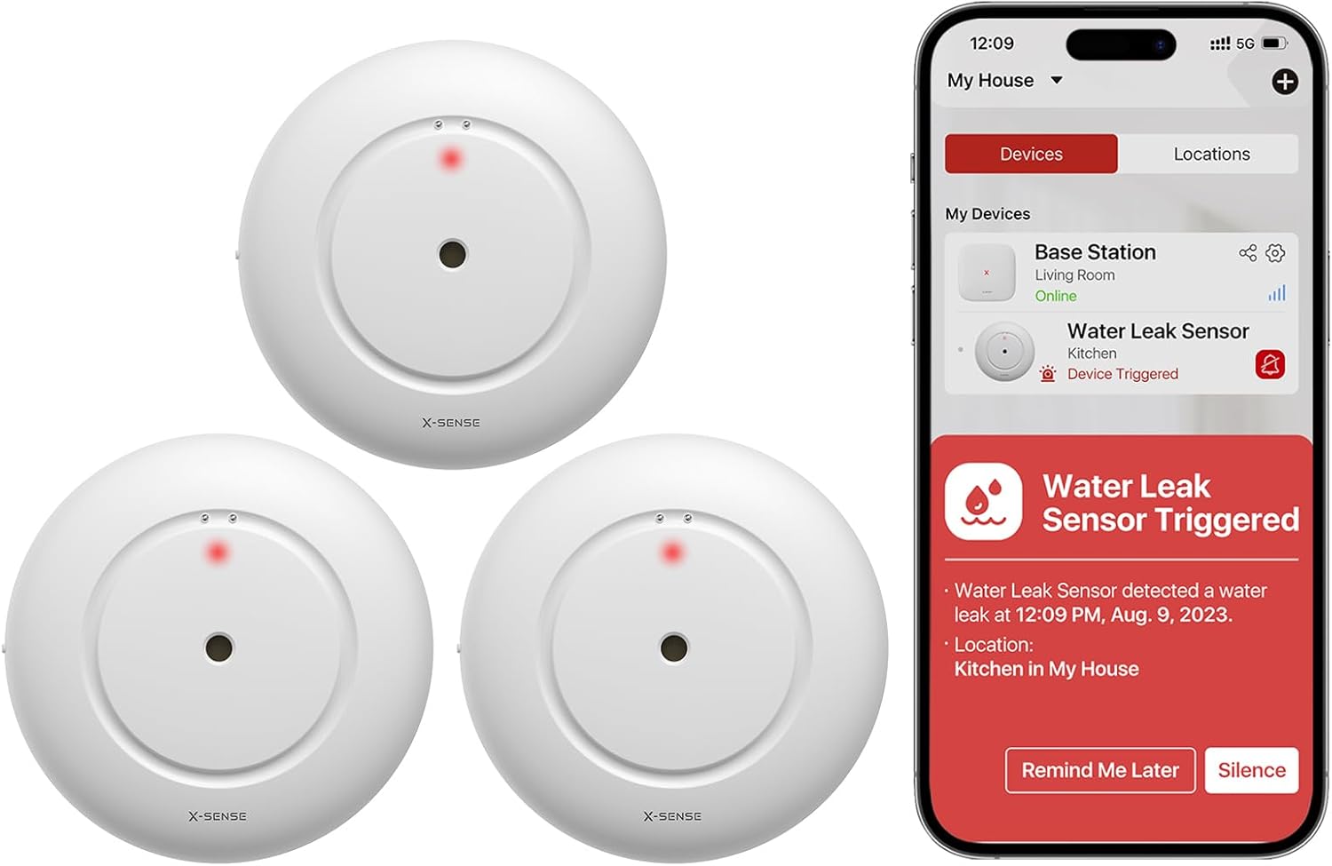 X-sense 3 Rilevatori d'Acqua Wi-Fi SWS51 - immagine 1