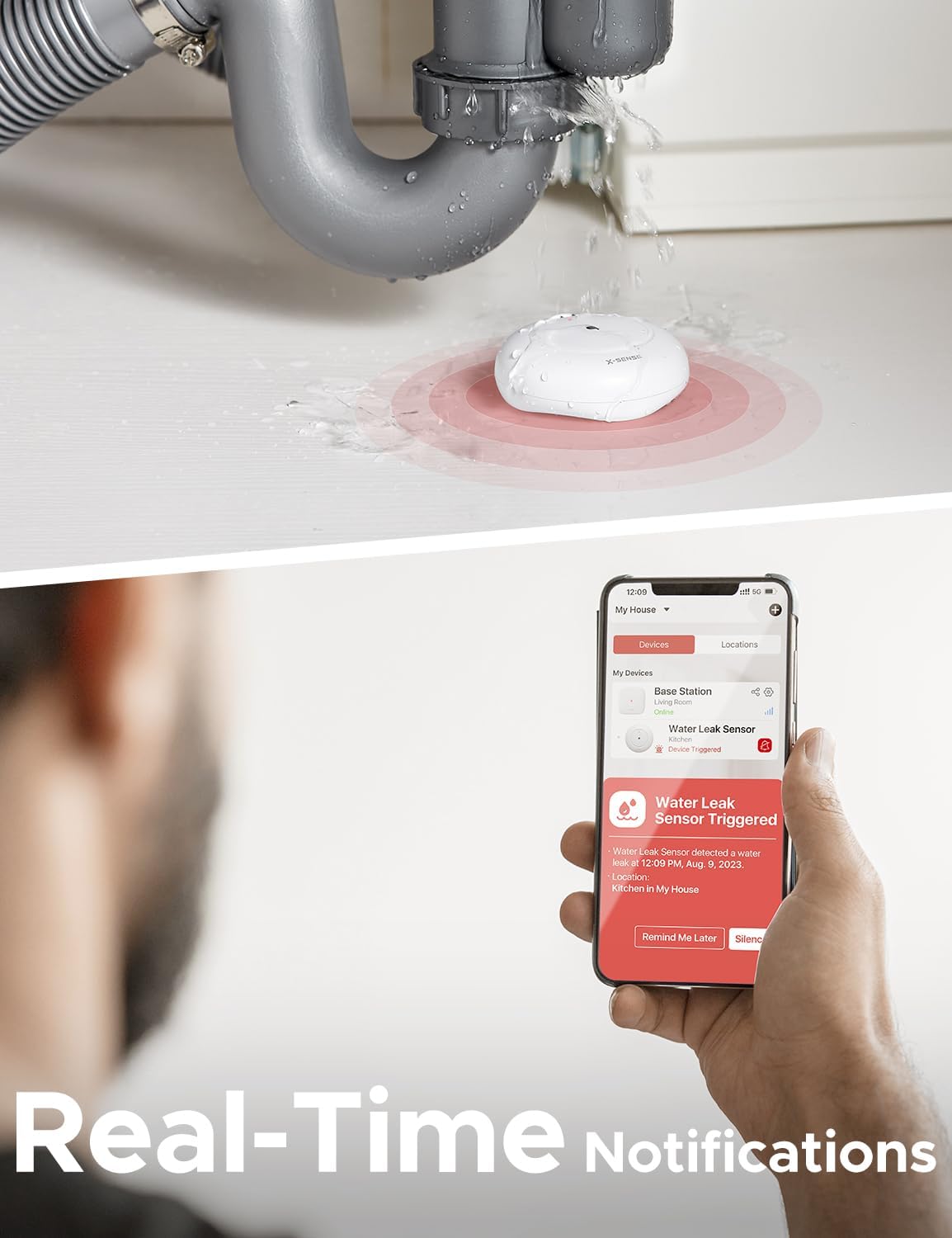 X-sense 3 Rilevatori d'Acqua Wi-Fi SWS51 - immagine 3