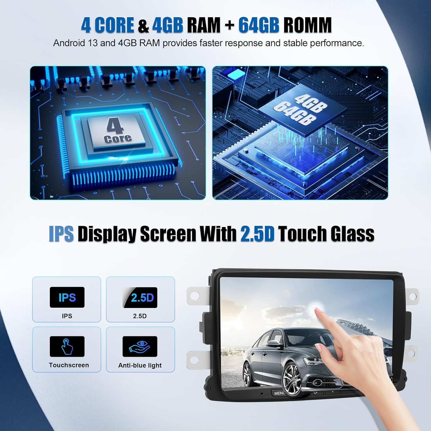 Sixwin Autoradio Android 13 con CarPlay/Android Auto 8 Pollici - immagine 6