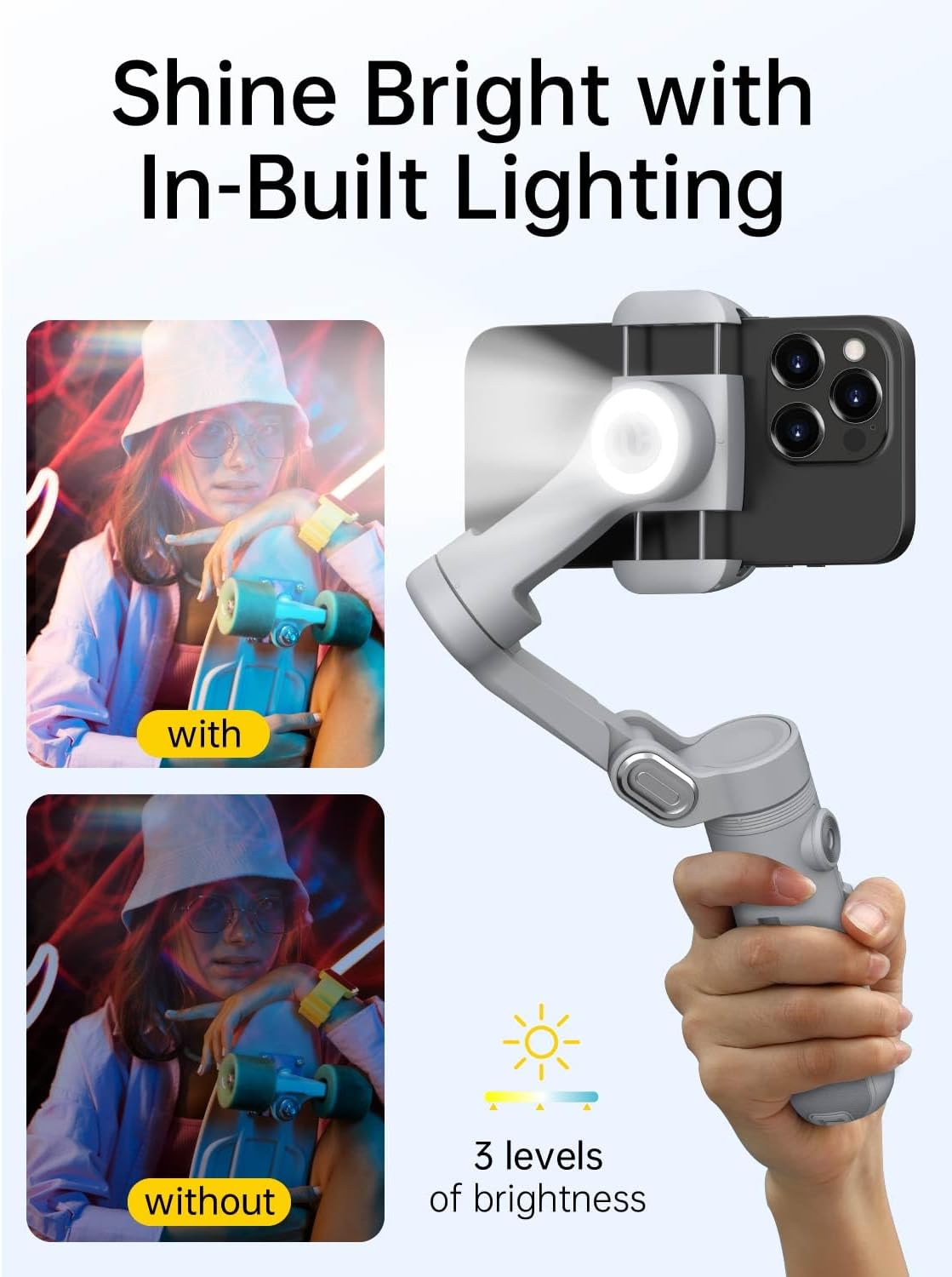 Aochuan Smart X Pro - Gimbal Stabilizzatore 3 Assi, Grigio - immagine 3