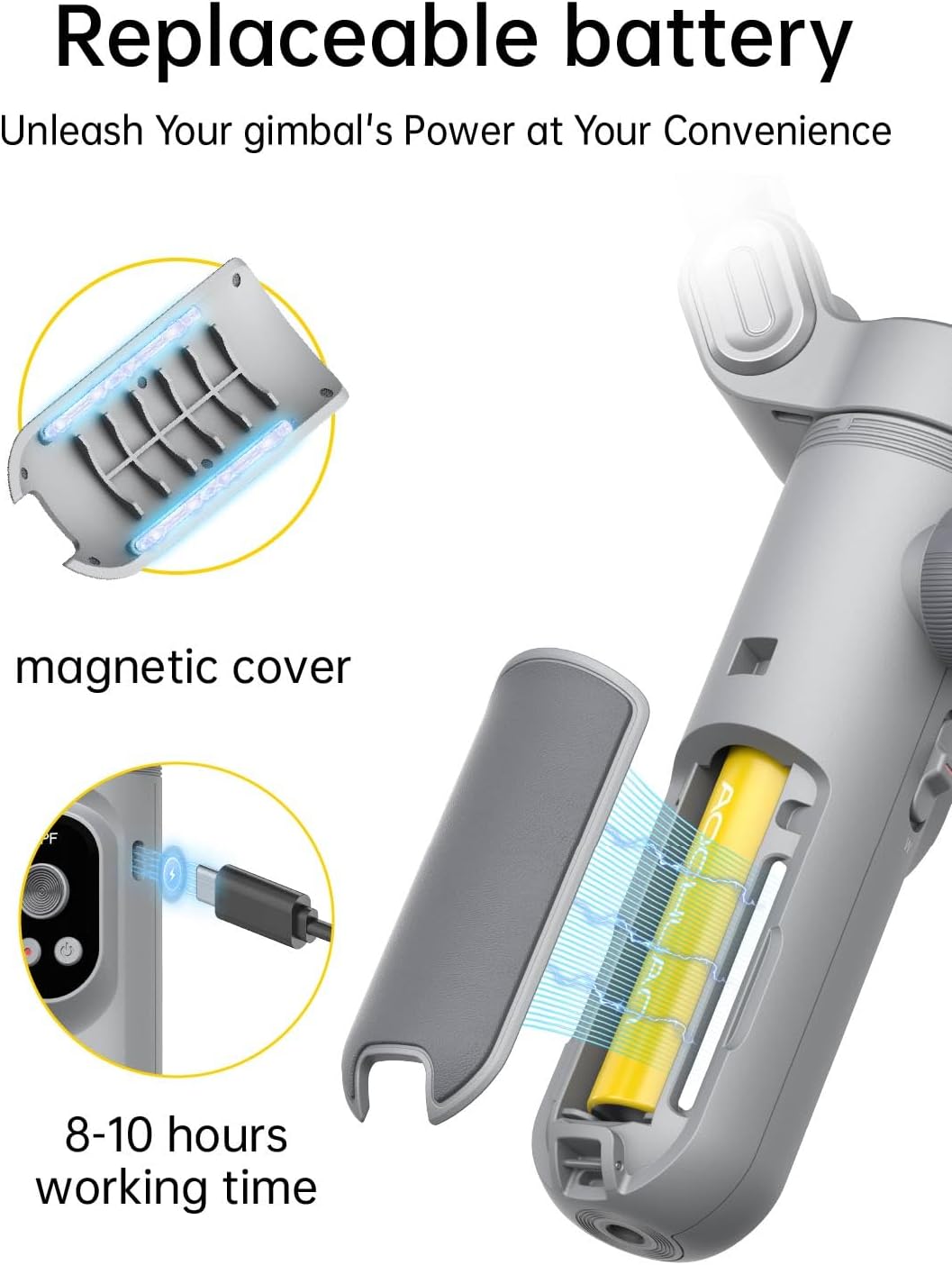 Aochuan Smart X Pro - Gimbal Stabilizzatore 3 Assi, Grigio - immagine 8