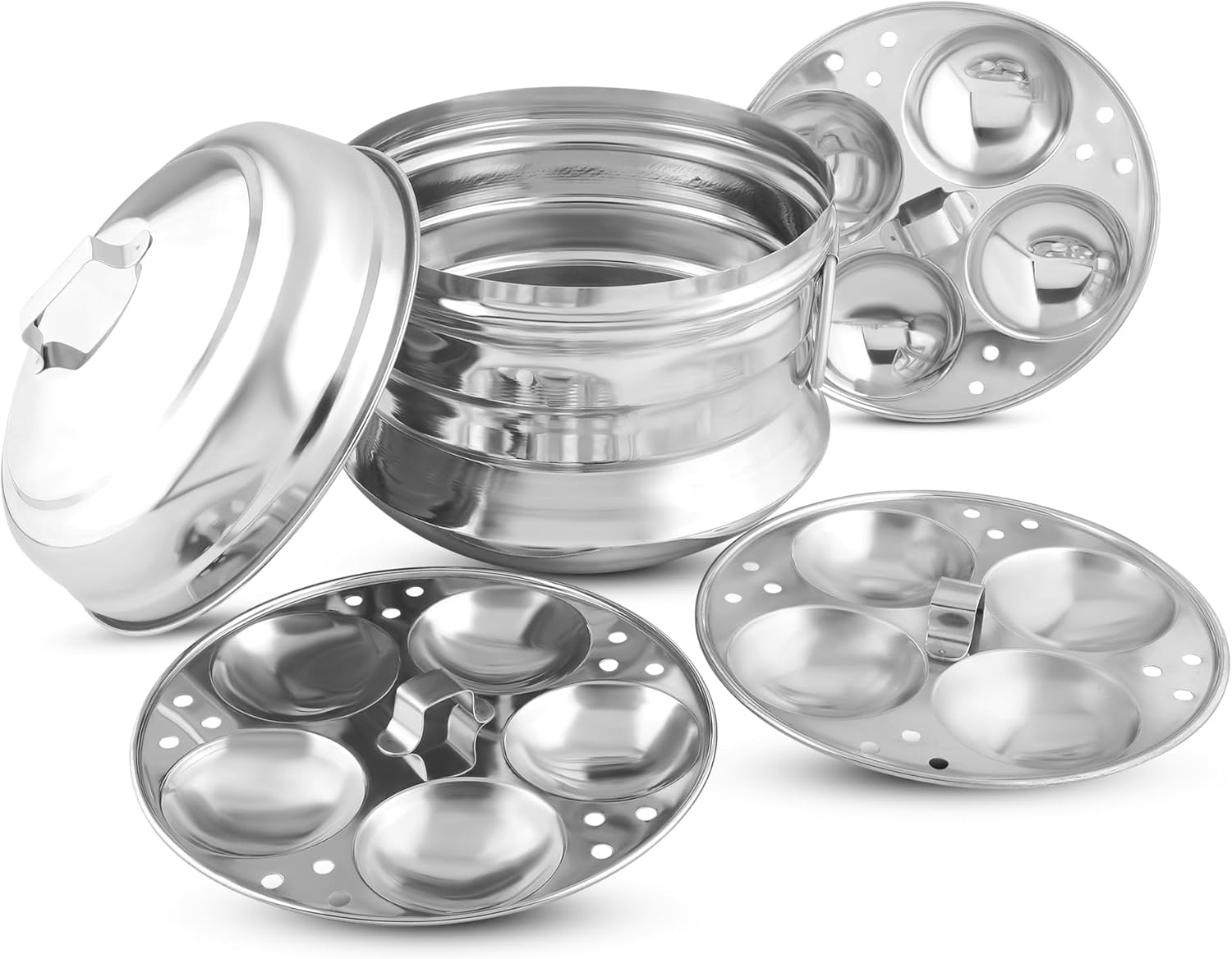 Ksjone Idly Panai/Steamer Acciaio Inox, 3 Piastre