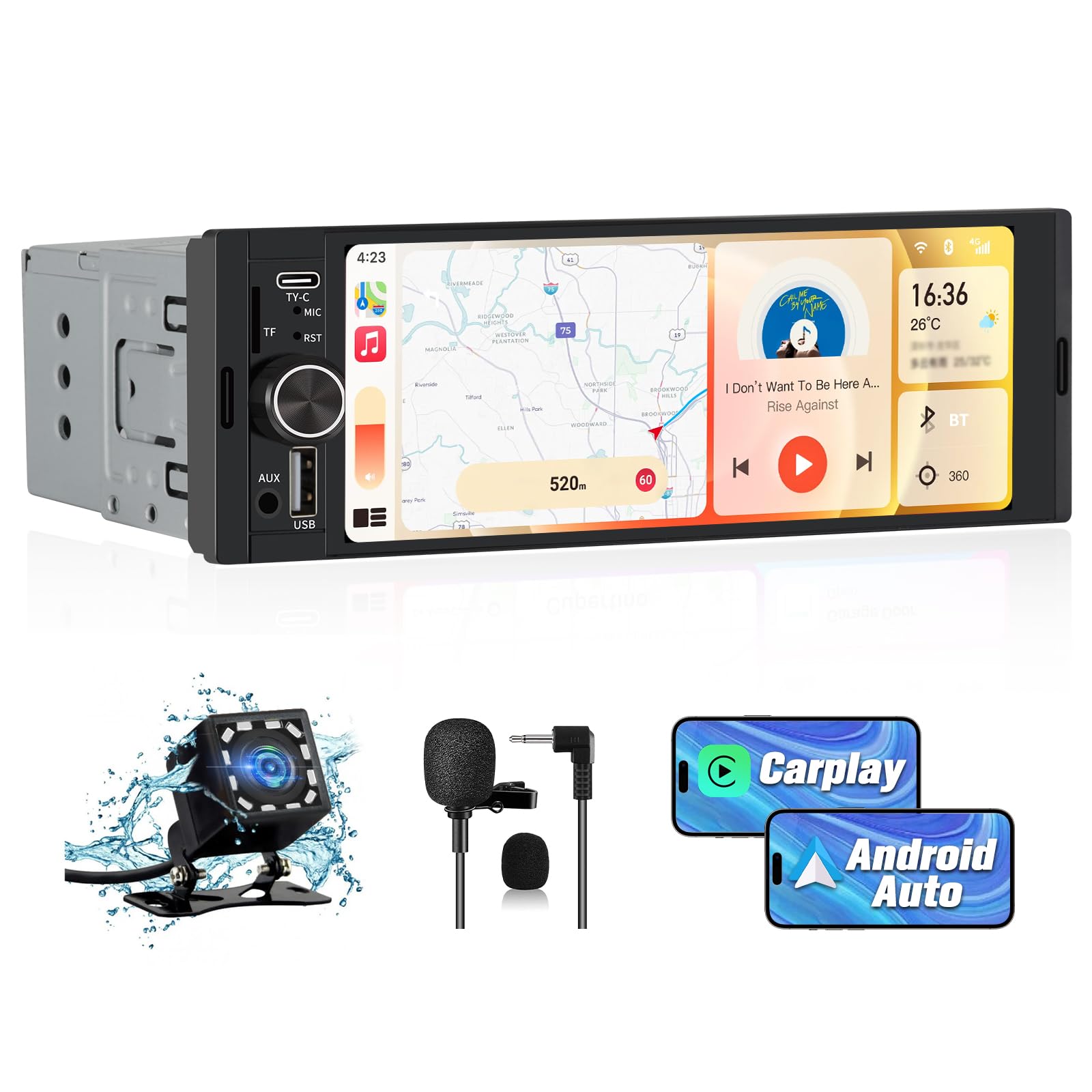 Awesafe Autoradio 1 DIN 6.36” con Schermo