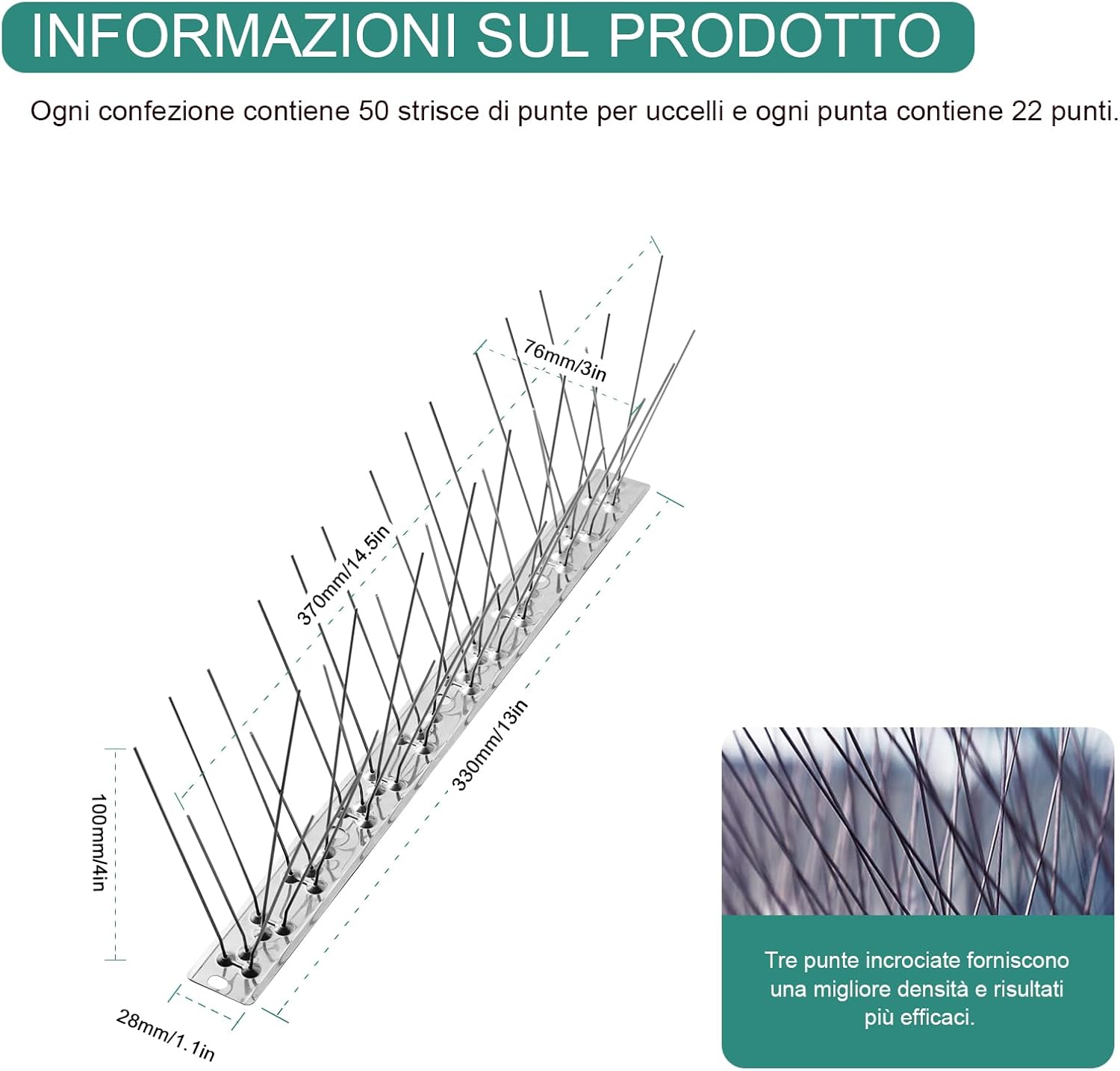 OFFO Dissuasori Piccioni Adesivi 16,5m in Acciaio Inox - immagine 5