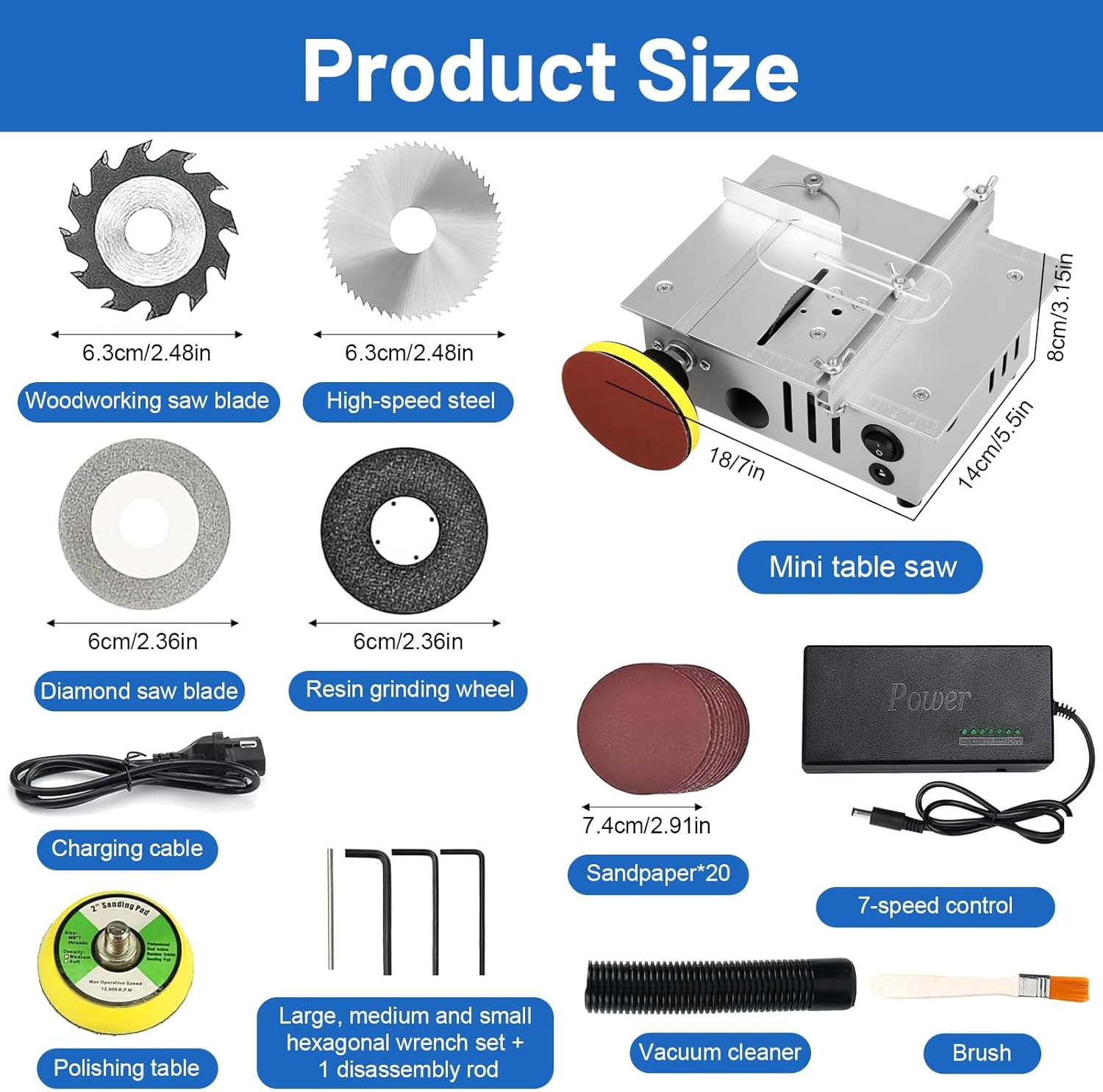 Mini Sega Circolare 96W con 4 Lame e 7 Velocità - immagine 2