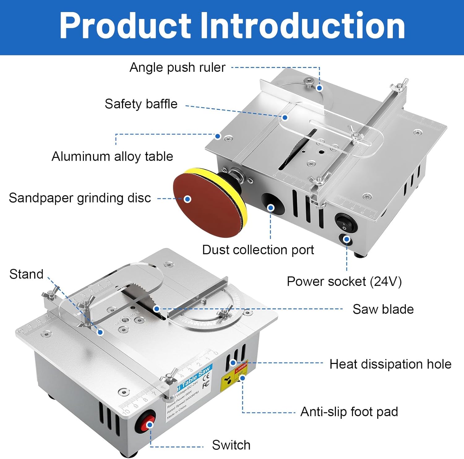 Mini Sega Circolare 96W con 4 Lame e 7 Velocità - immagine 4