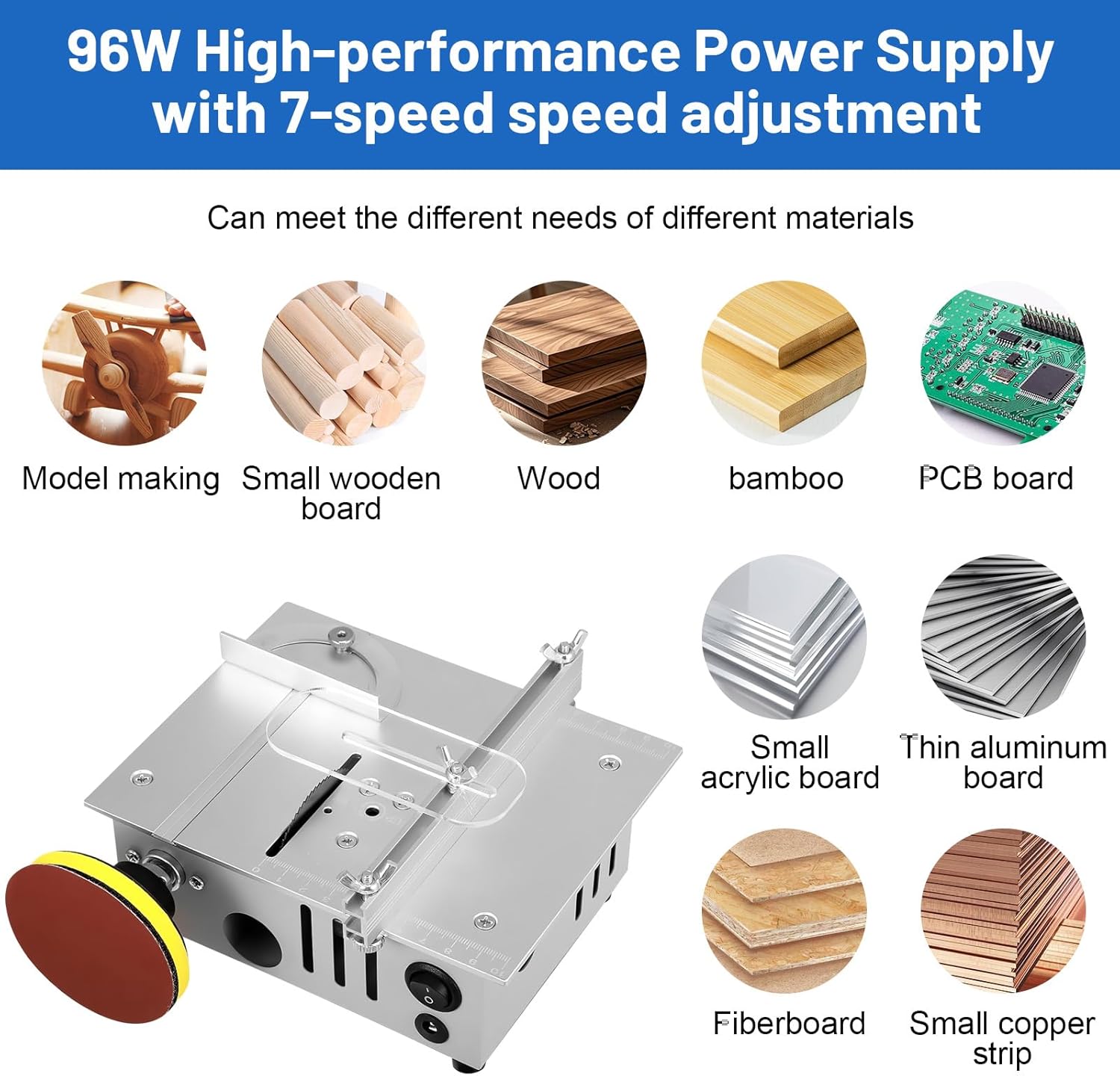 Mini Sega Circolare 96W con 4 Lame e 7 Velocità - immagine 7