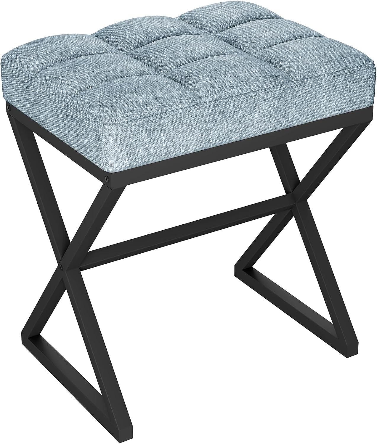 Ymyny Pouf Sgabello per Trucco 40×30×46CM, Blu Grigio
