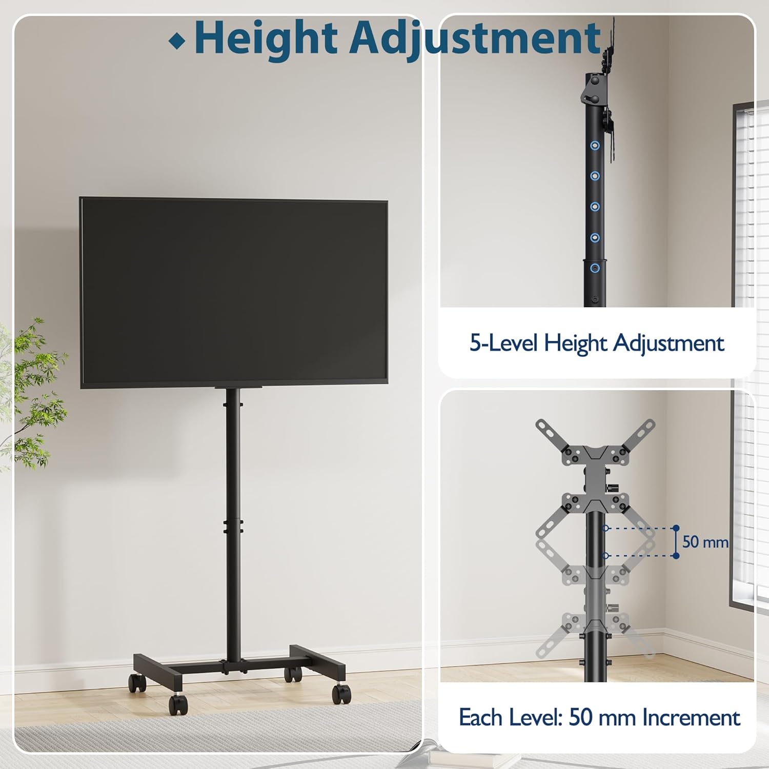 Supporto TV da Pavimento con Ruote 13-42 pollici - immagine 3