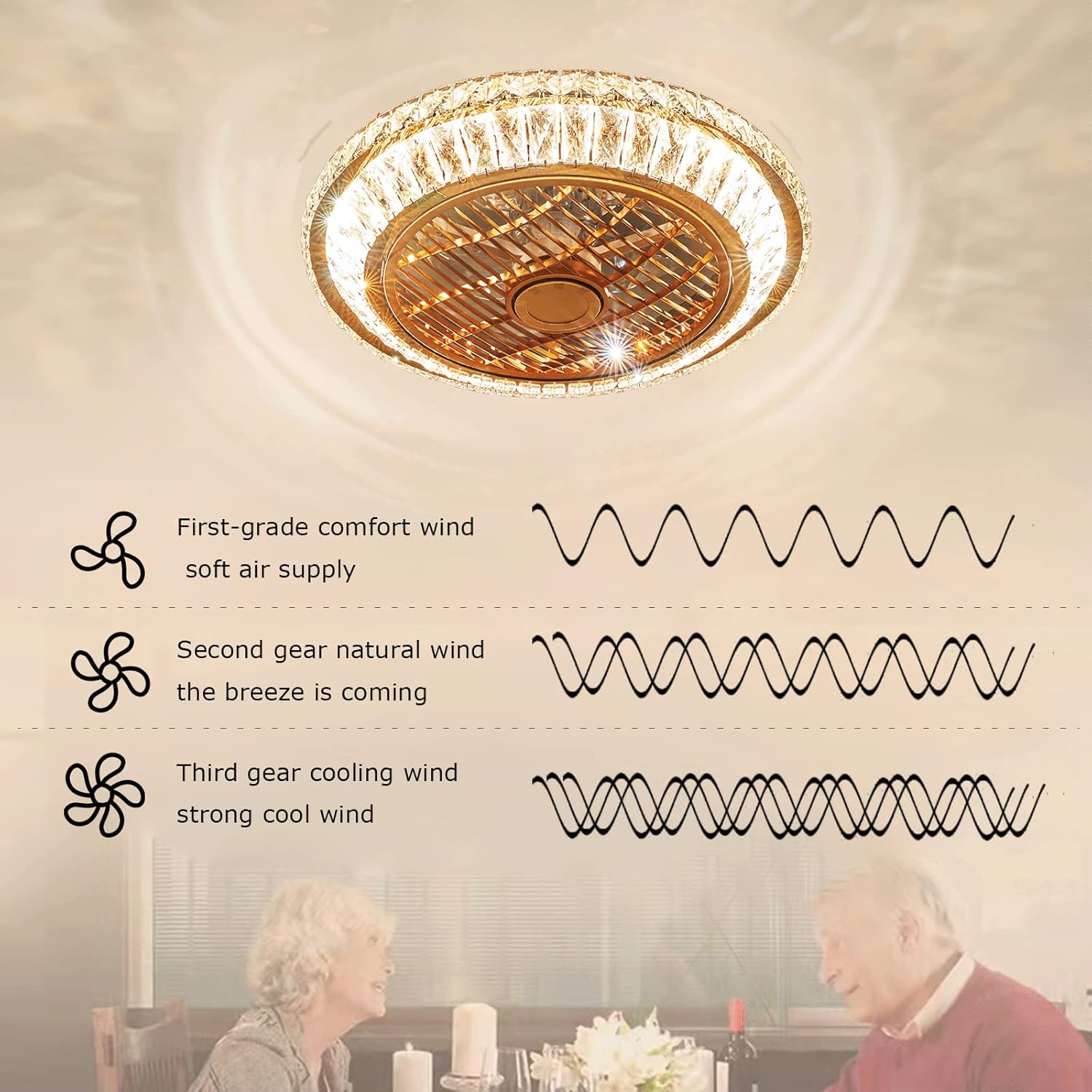 Crystal Ventilatori Da Soffitto con Lampada LED 72W - immagine 4