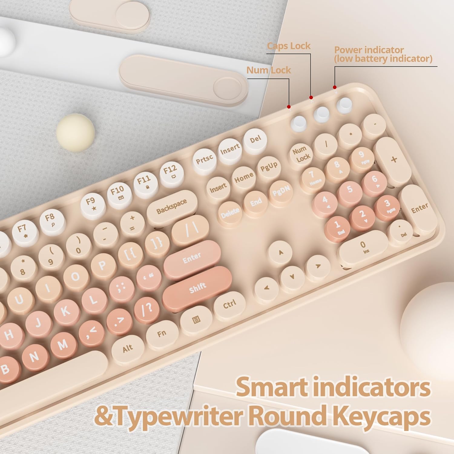 Solidee Combo Tastiera e Mouse Wireless 2.4GHz, Orange Gradient - immagine 4