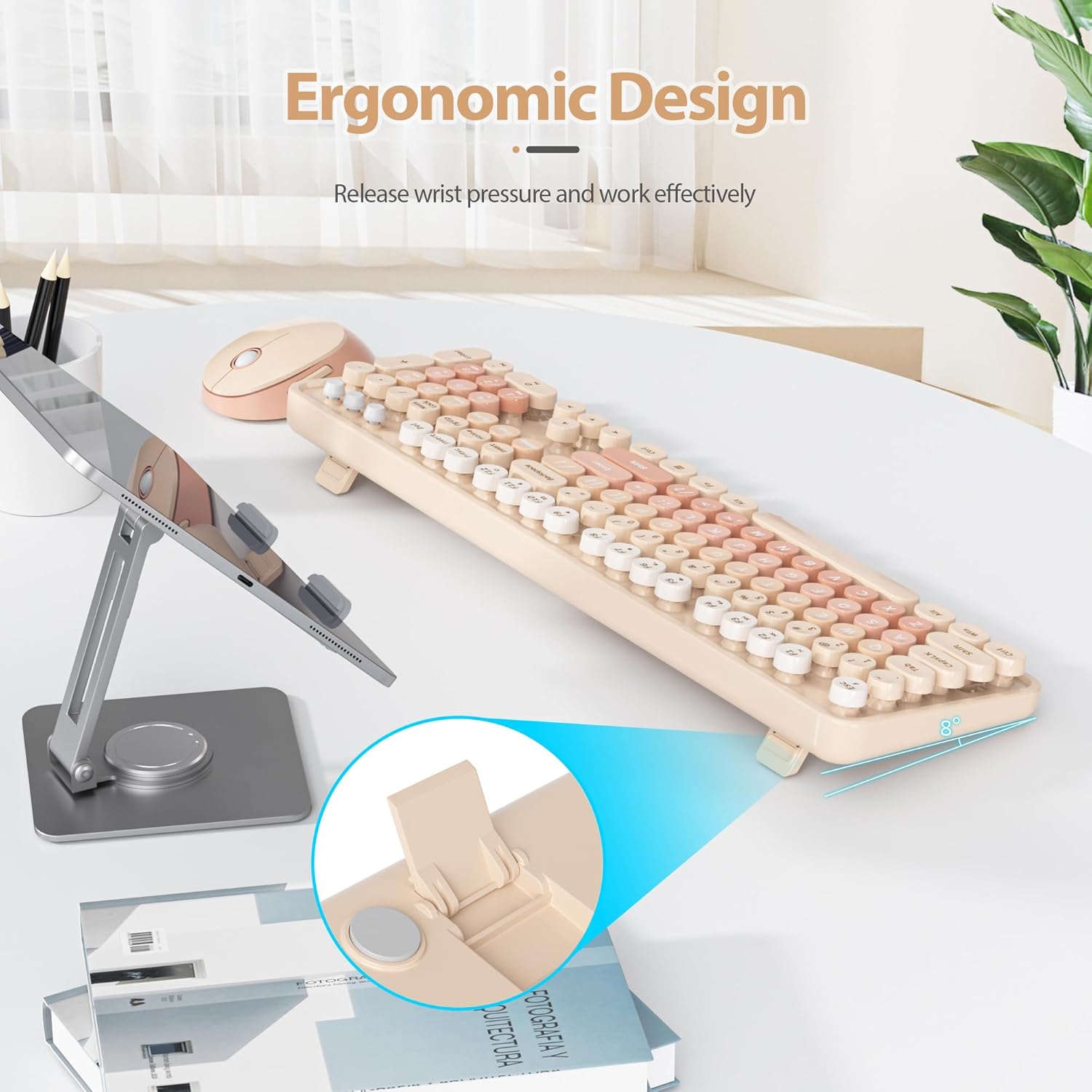 Solidee Combo Tastiera e Mouse Wireless 2.4GHz, Orange Gradient - immagine 7