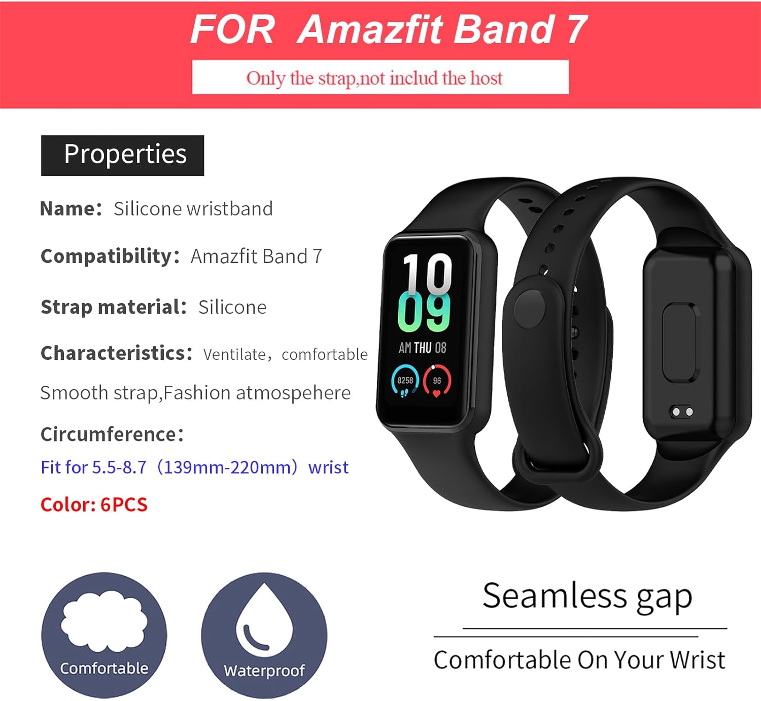BDIG Cinturini per Amazfit Band 7 - 6 Pezzi - immagine 6