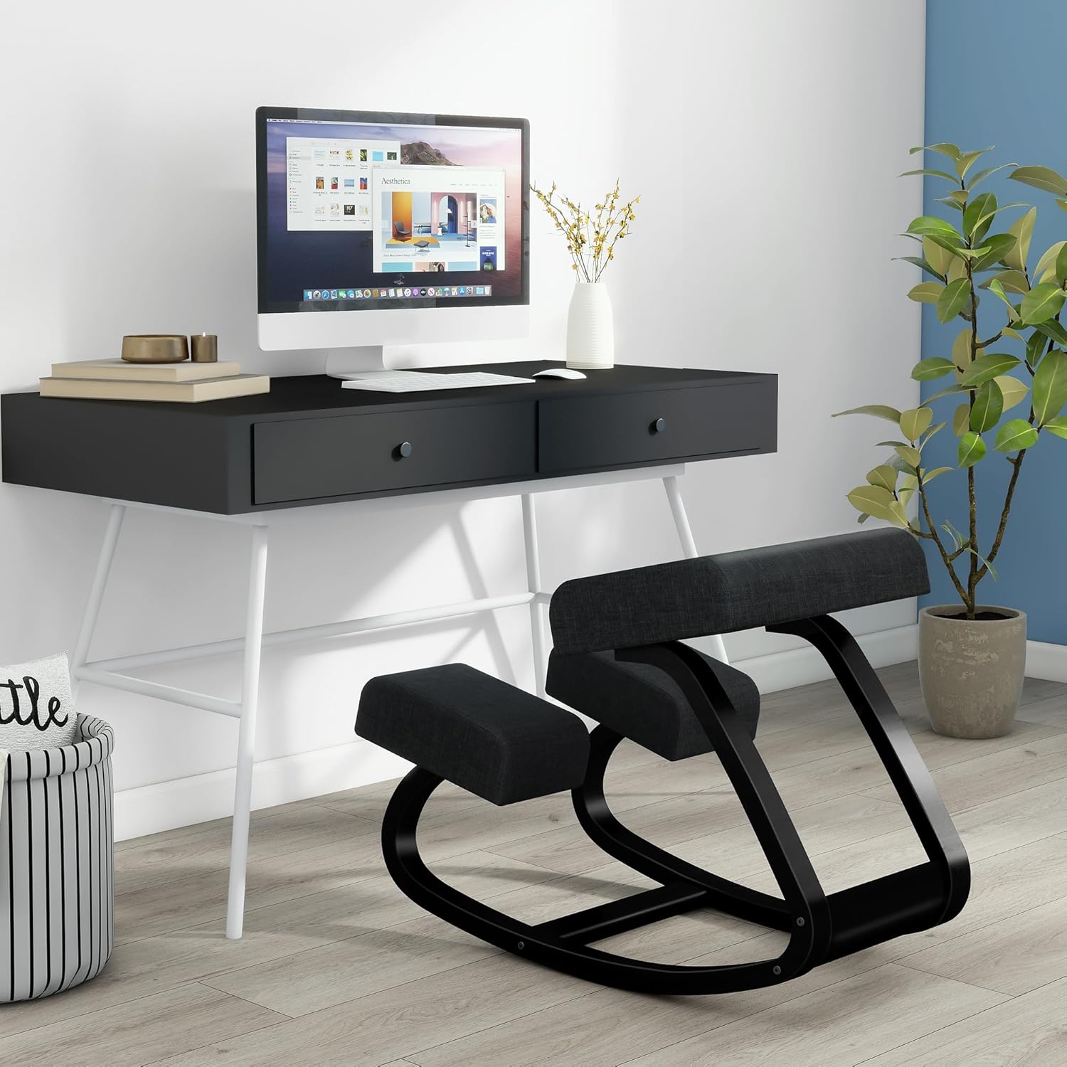 Sedia Ergonomica Inginocchiatoio in Legno a Dondolo - immagine 2