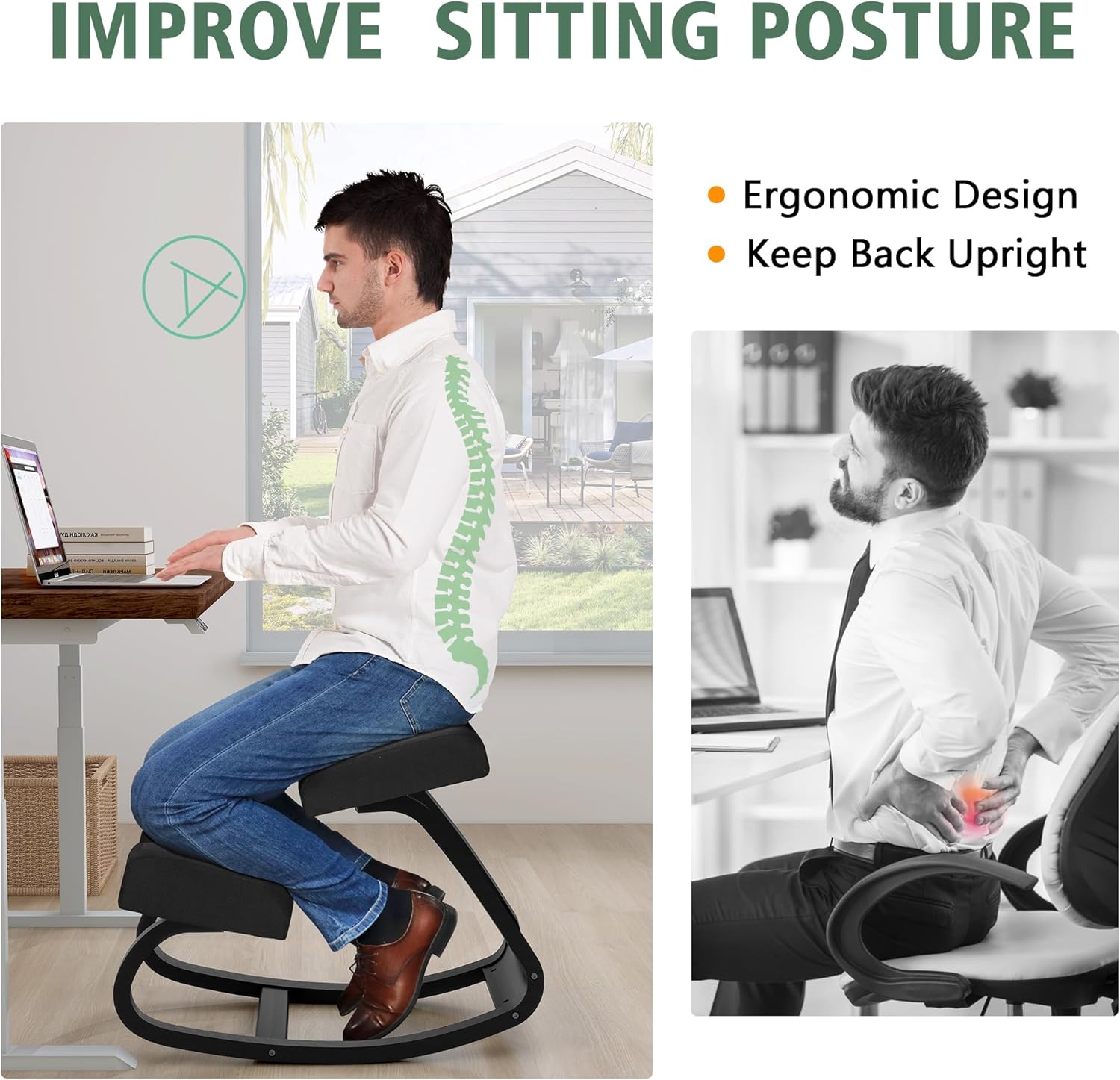 Sedia Ergonomica Inginocchiatoio in Legno a Dondolo - immagine 5