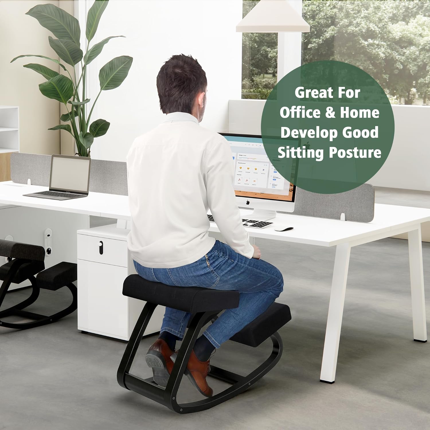 Sedia Ergonomica Inginocchiatoio in Legno a Dondolo - immagine 8