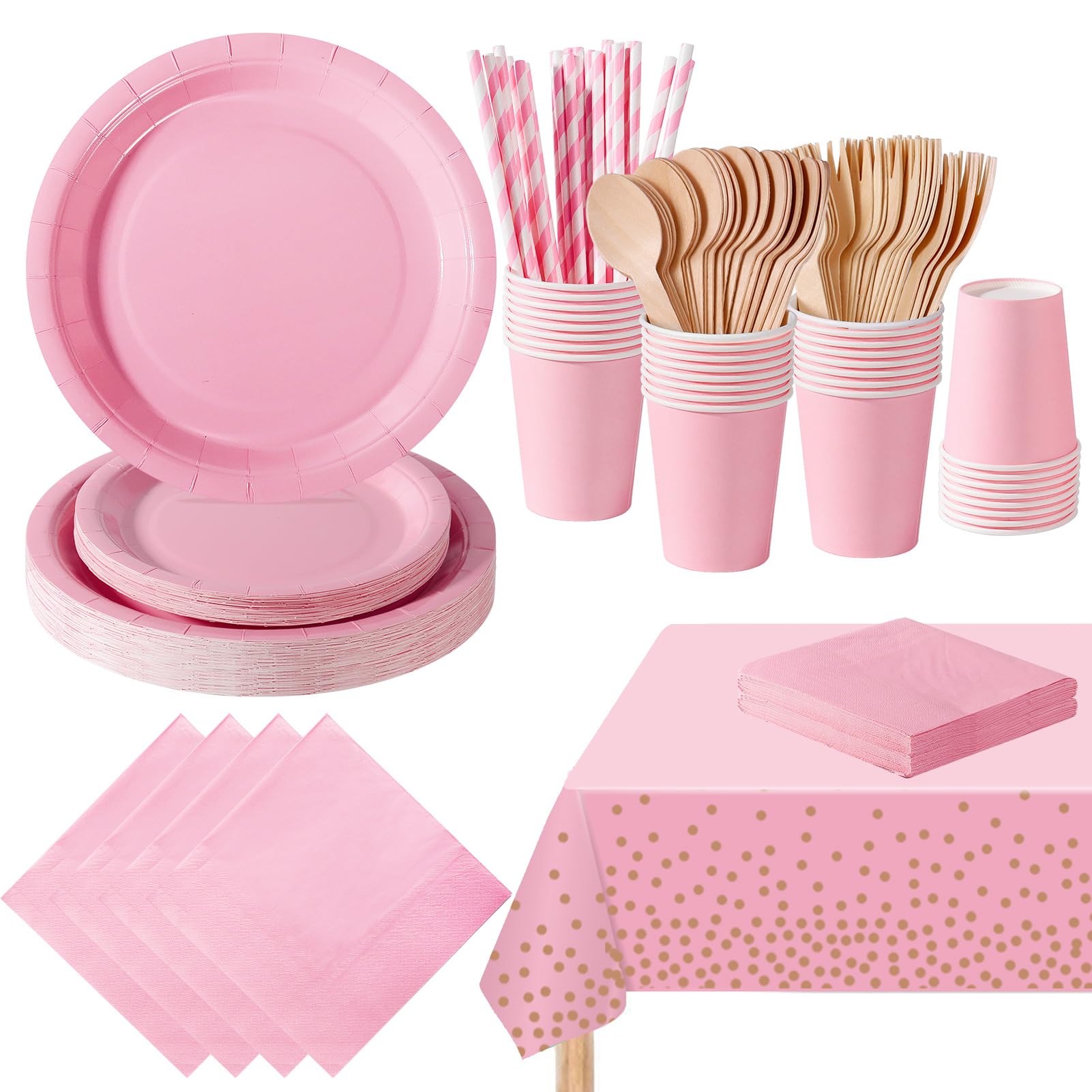 Stoviglie per Feste Rosa Chiaro 169 Pezzi (24 Ospiti)