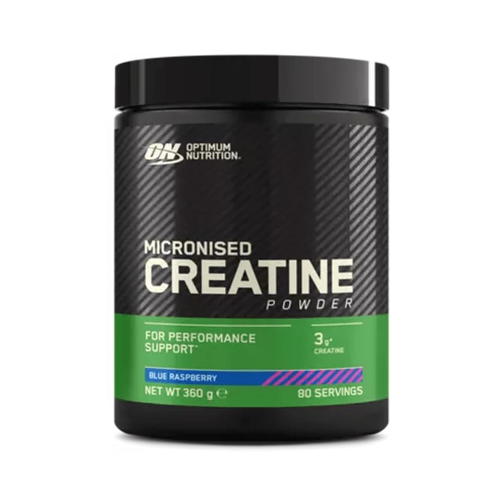 Optimum Nutrition Creatina Micronizzata in Polvere, Gusto Blue Raspberry, 360g, 80 Porzioni