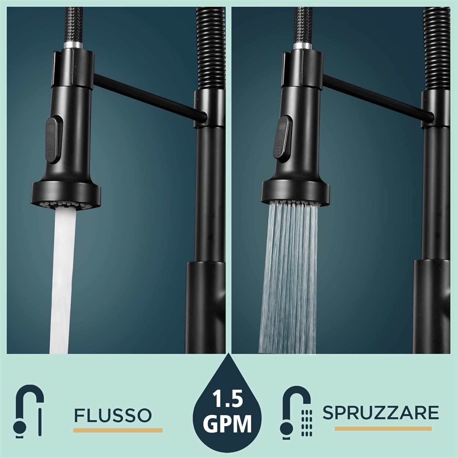 Forious Miscelatore Cucina Nero - Monocomando - immagine 3