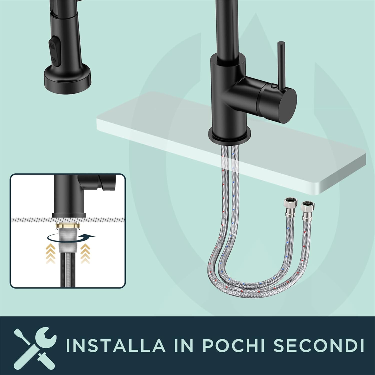 Forious Miscelatore Cucina Nero - Monocomando - immagine 5