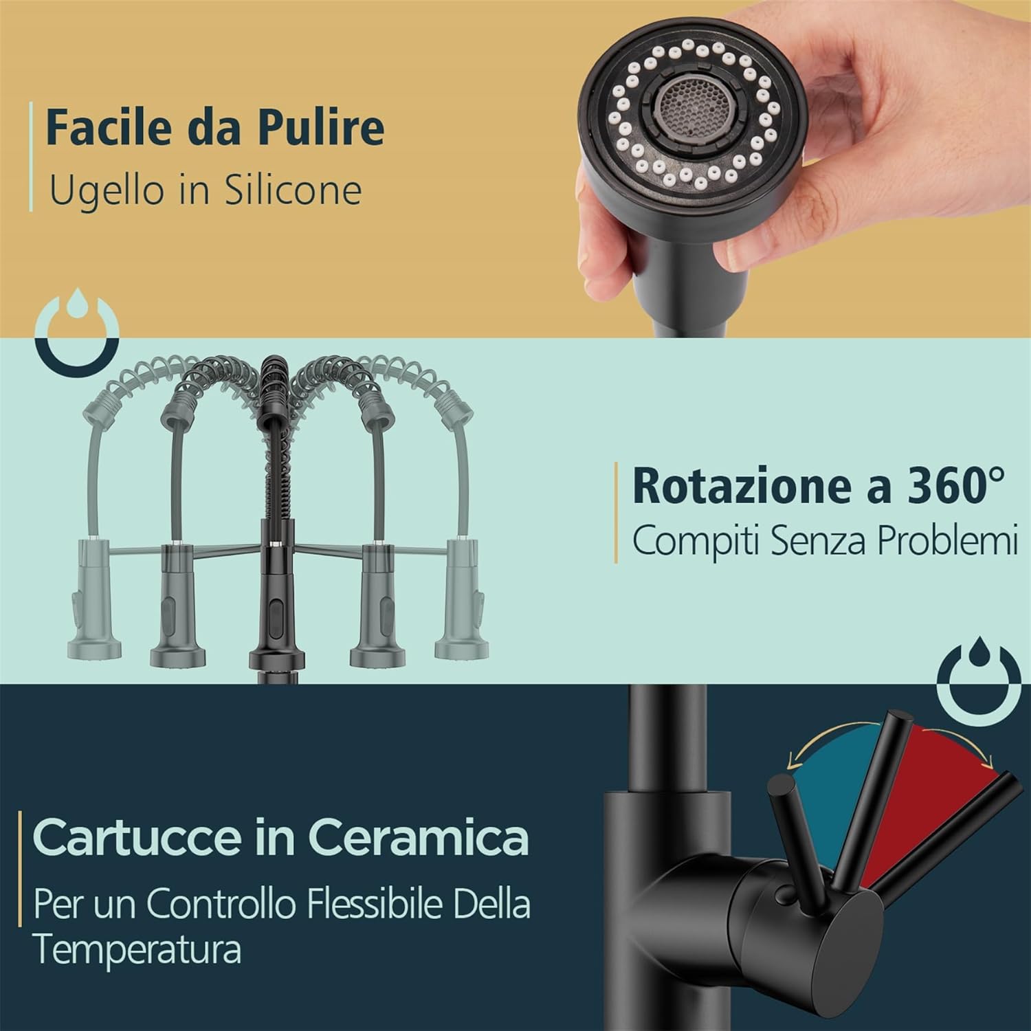 Forious Miscelatore Cucina Nero - Monocomando - immagine 6