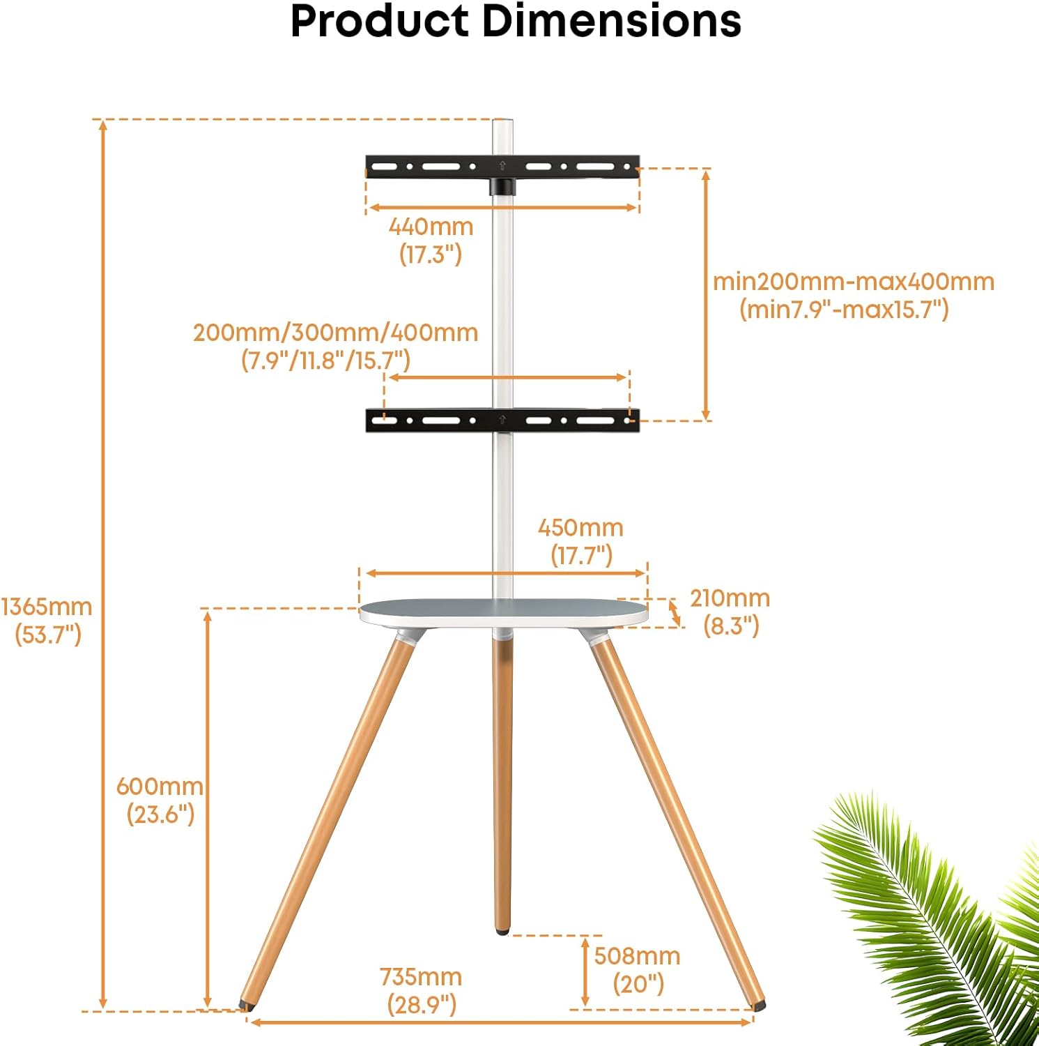 Putorsen Tripod Supporto TV Universale 43"-65", Bianco - immagine 6