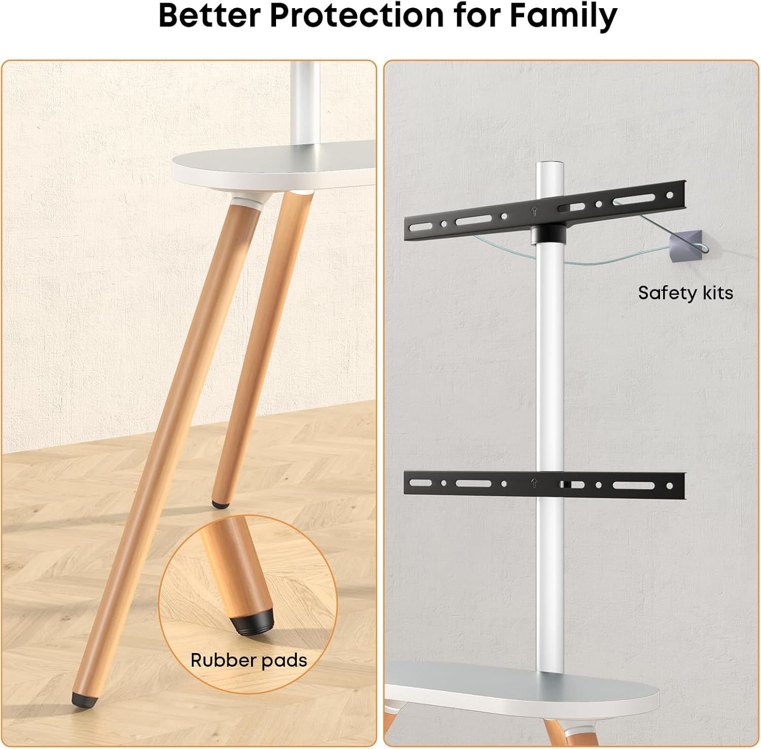 Putorsen Tripod Supporto TV Universale 43"-65", Bianco - immagine 7