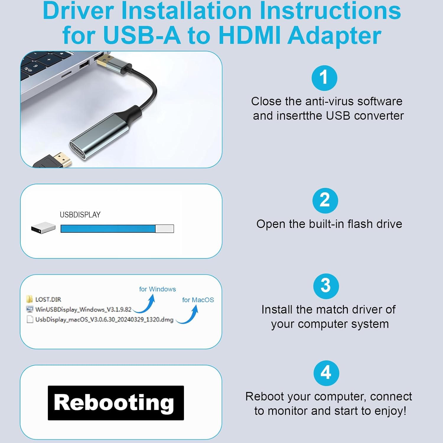 Adattatore USB a HDMI 1080P per Monitor - immagine 6