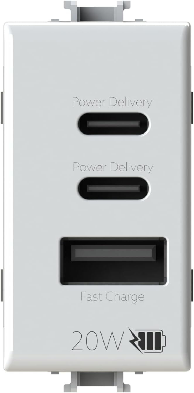 4box - Alimentatore USB CCA 20W per Bticino Matix, Bianco - immagine 1