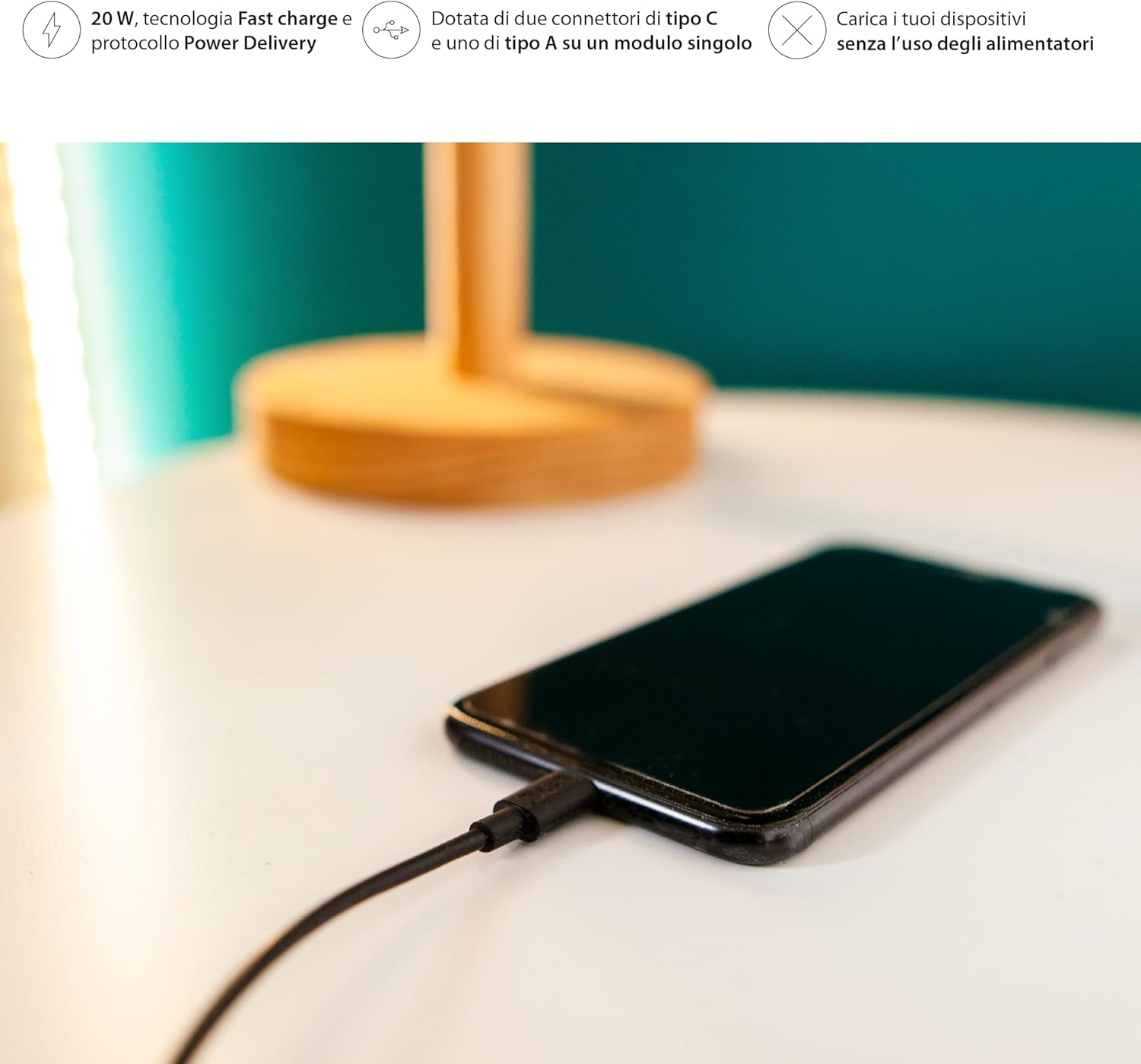 4box - Alimentatore USB CCA 20W per Bticino Matix, Bianco - immagine 4