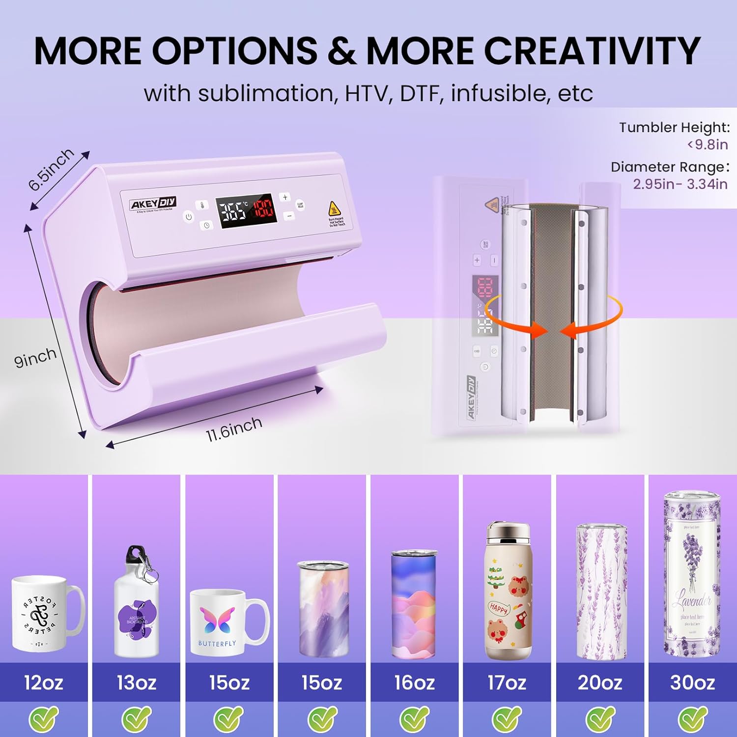 Akeydiy Pressa Termica per Tazze e Barattoli, Viola - immagine 2