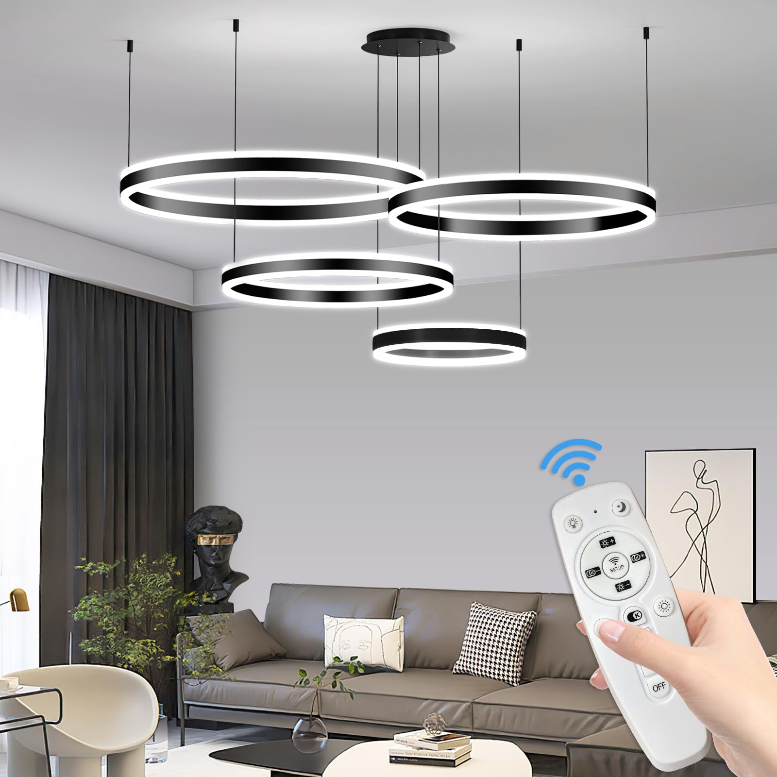 Mikeru Luce a Sospensione Rotonda 40+60+80+100cm