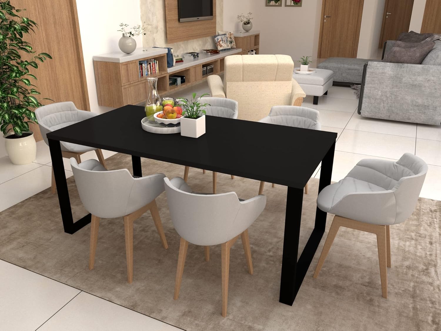 POKAR Piano di Tavolo per Scrivania o Pranzo, Nero - immagine 2