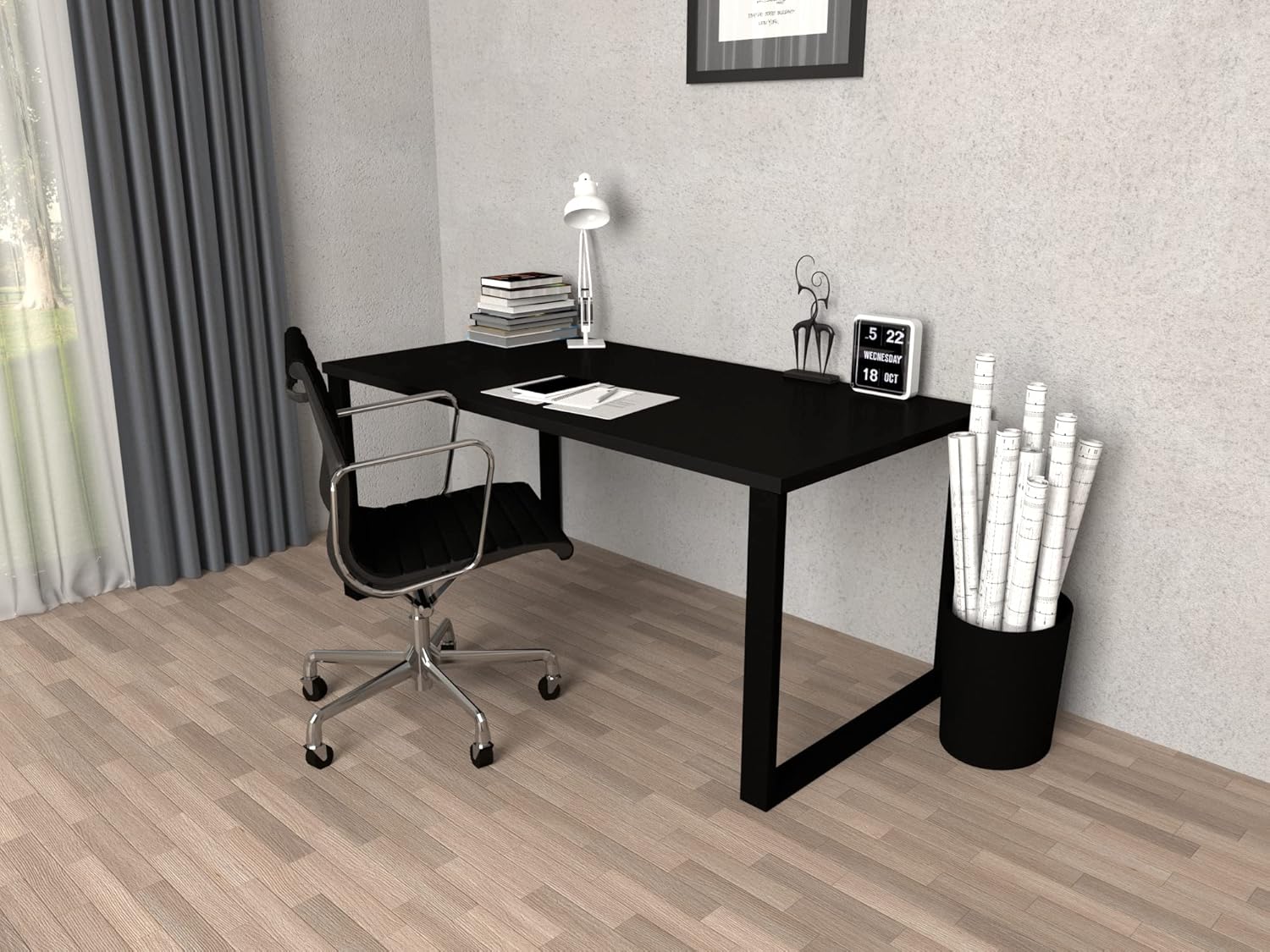 POKAR Piano di Tavolo per Scrivania o Pranzo, Nero - immagine 5