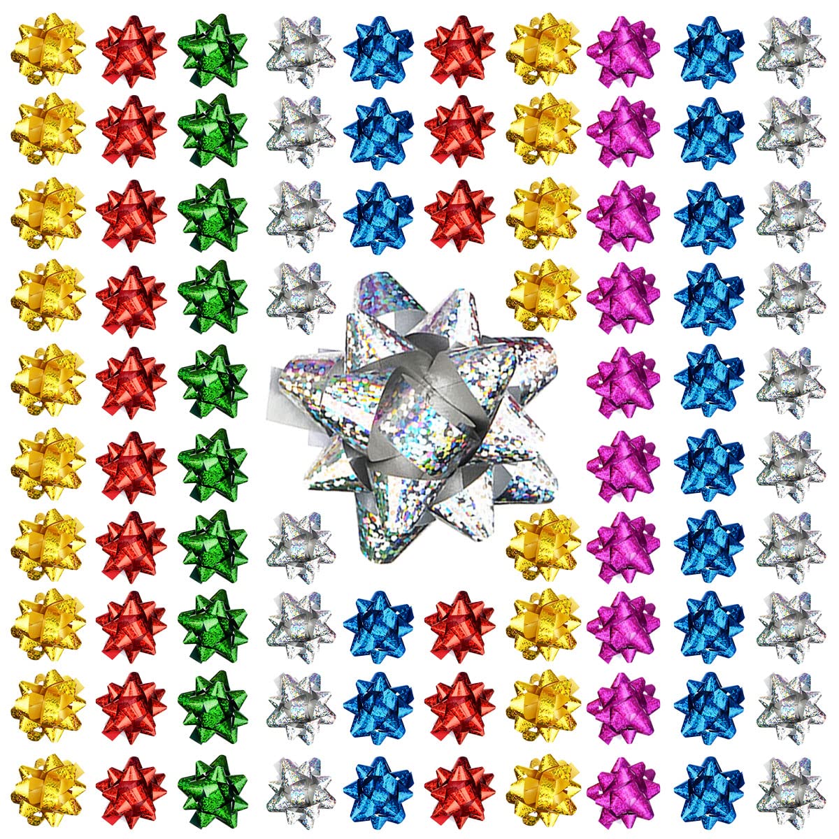 Jonami 100x Fiocchi Regalo Autoadesivi Olografici