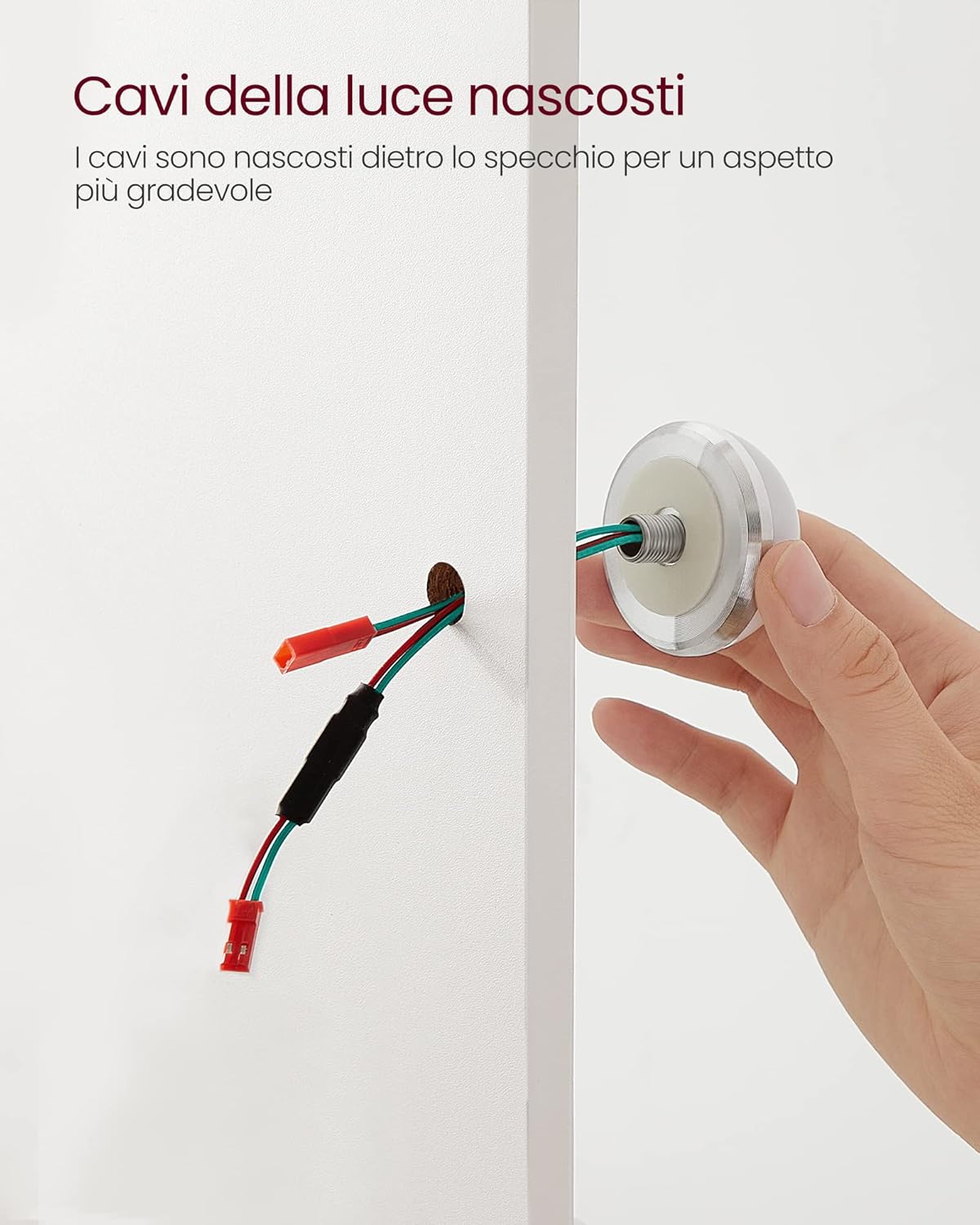 Vasagle Toeletta con Luce LED e Specchio, Bianco - immagine 7