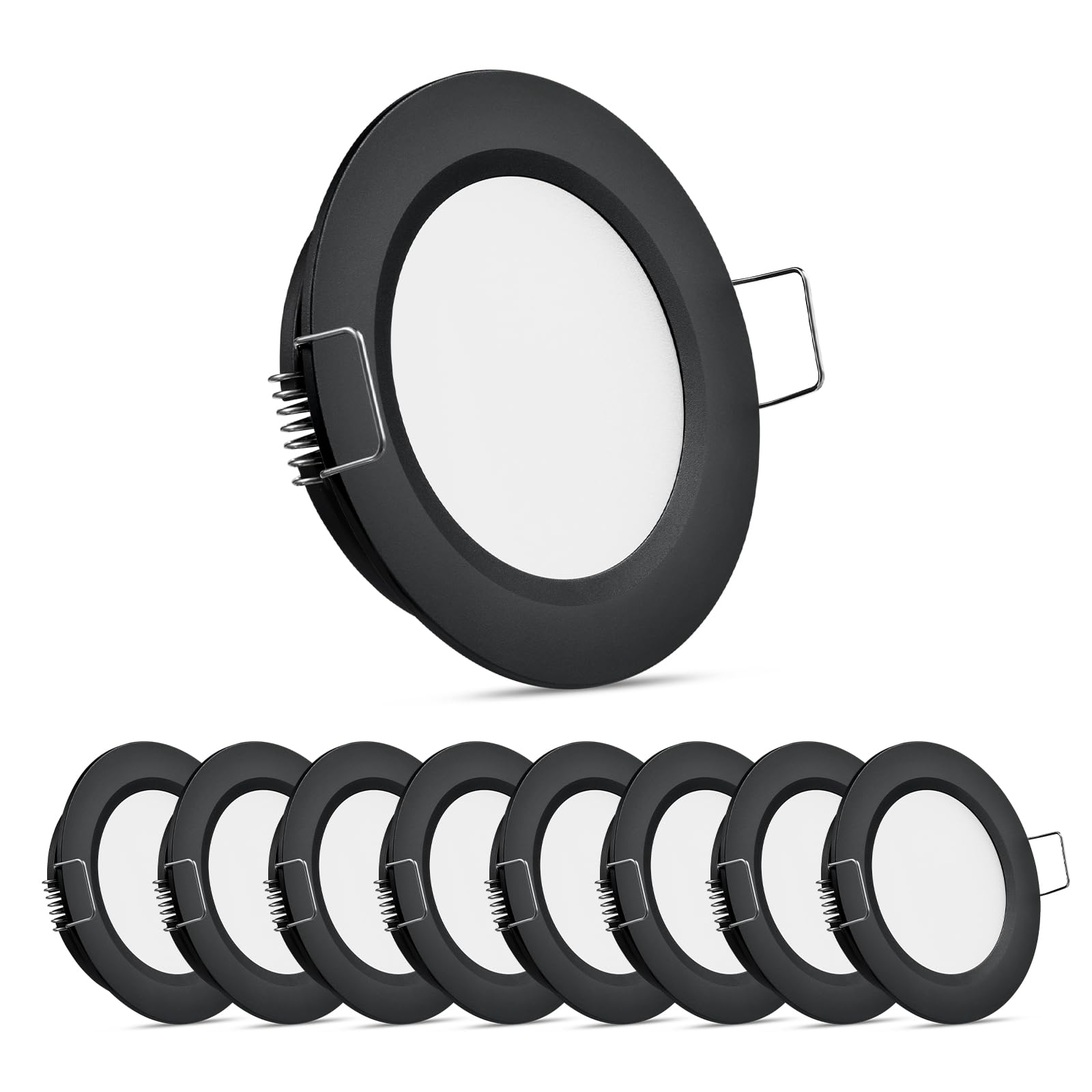 Obeaming 8 x Spot LED 12V Camper Dimmerabile, Nero