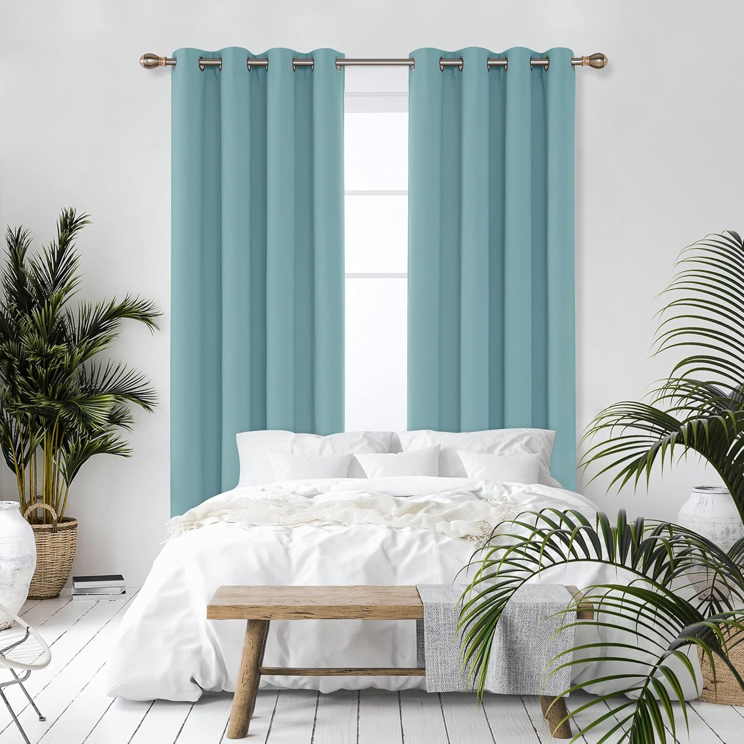 Deconovo Tende Oscuranti 2 Pezzi 140x260 CM, Azzurro - immagine 5