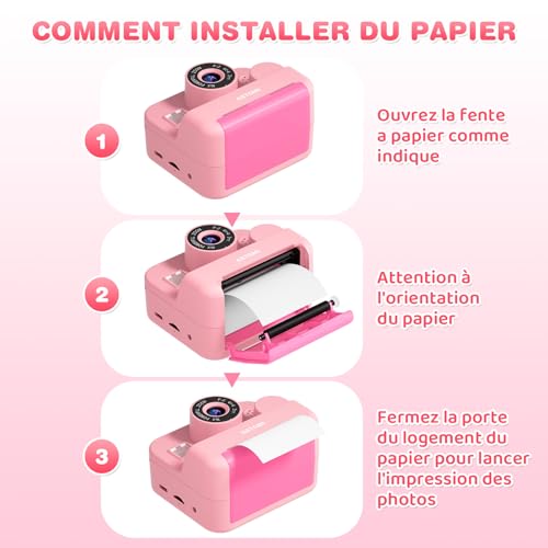 Astgmi Macchina Fotografica Bambini Istantanea 1080P, Rosa - immagine 4