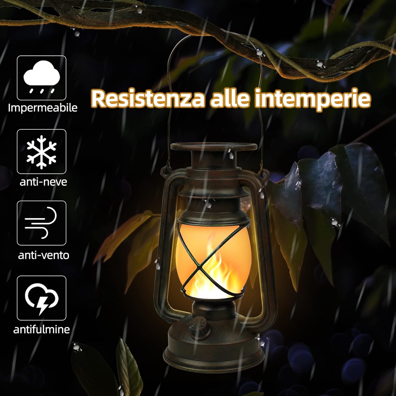 Kinglead Lanterna Solare da Esterno Vintage 2 Pezzi - immagine 4