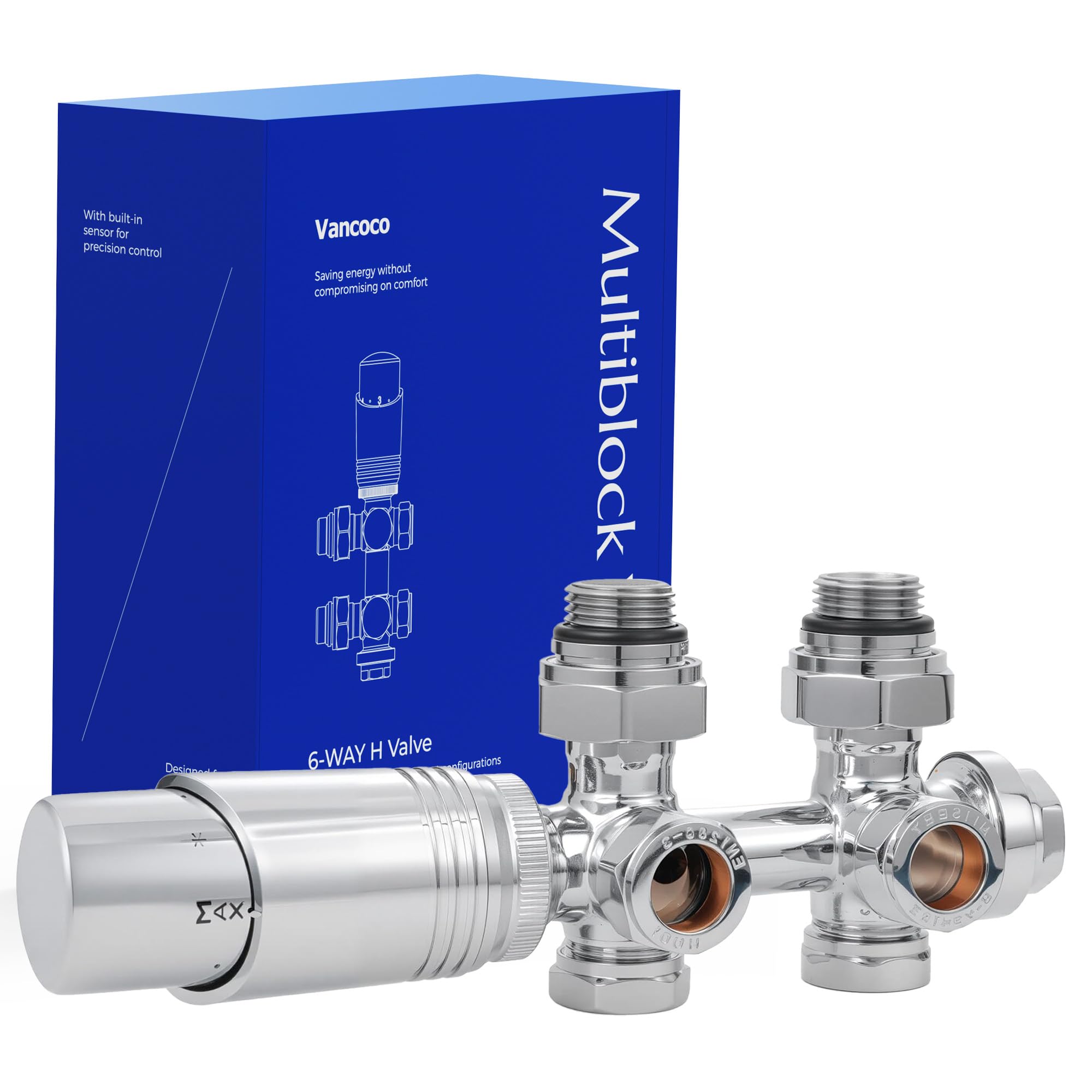 VANCOCO Valvola Radiatore Angolare con Blocco H, Cromo