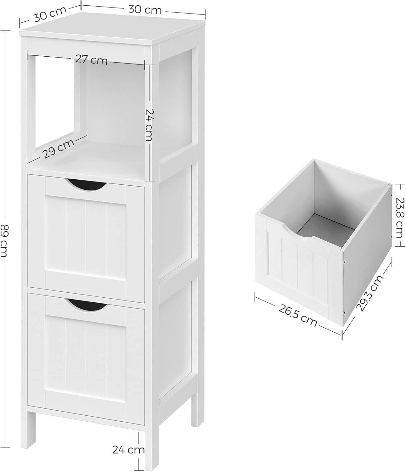 Vasagle BBC42WT Cassettiera ad Angolo per Bagno, Bianco - immagine 3