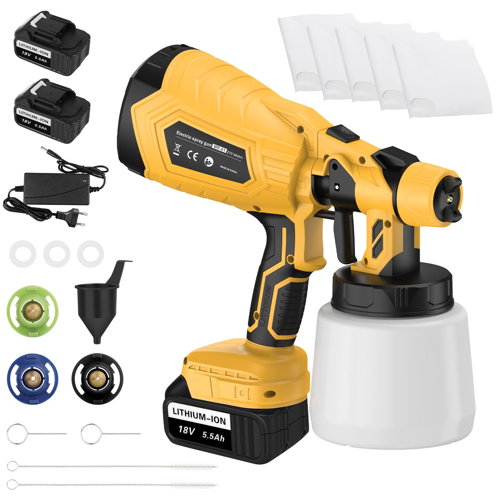 Asuncell Pistola Verniciatura a Spruzzo a Batteria 1000ml
