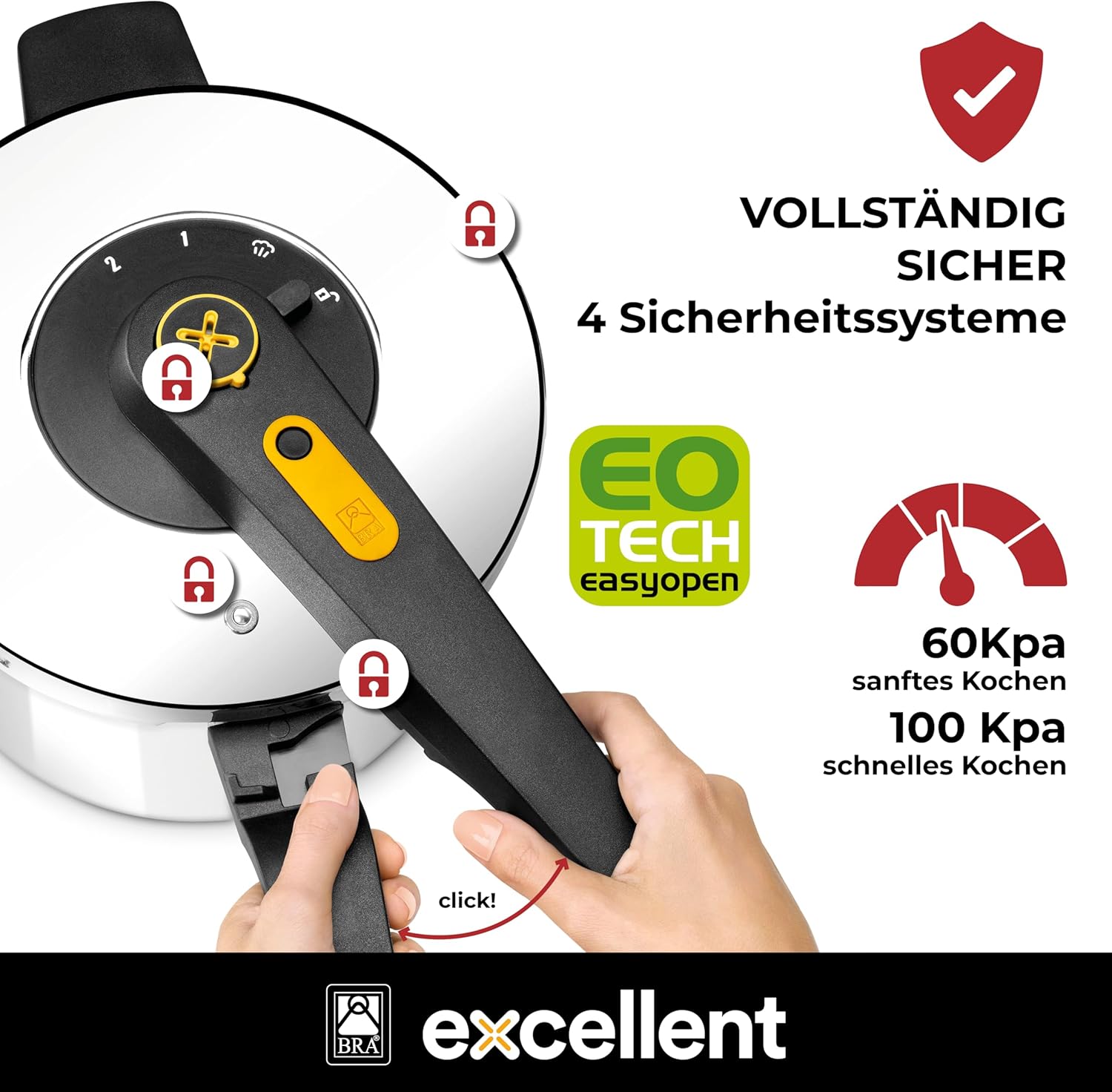 Bra - Set 2 Pentole a Pressione Rapide 4 e 7 L - immagine 3