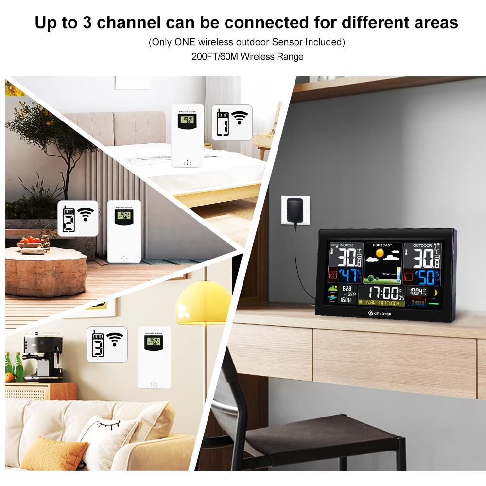 Ketotek Stazione Meteo Wireless con Sensore Esterno - immagine 3